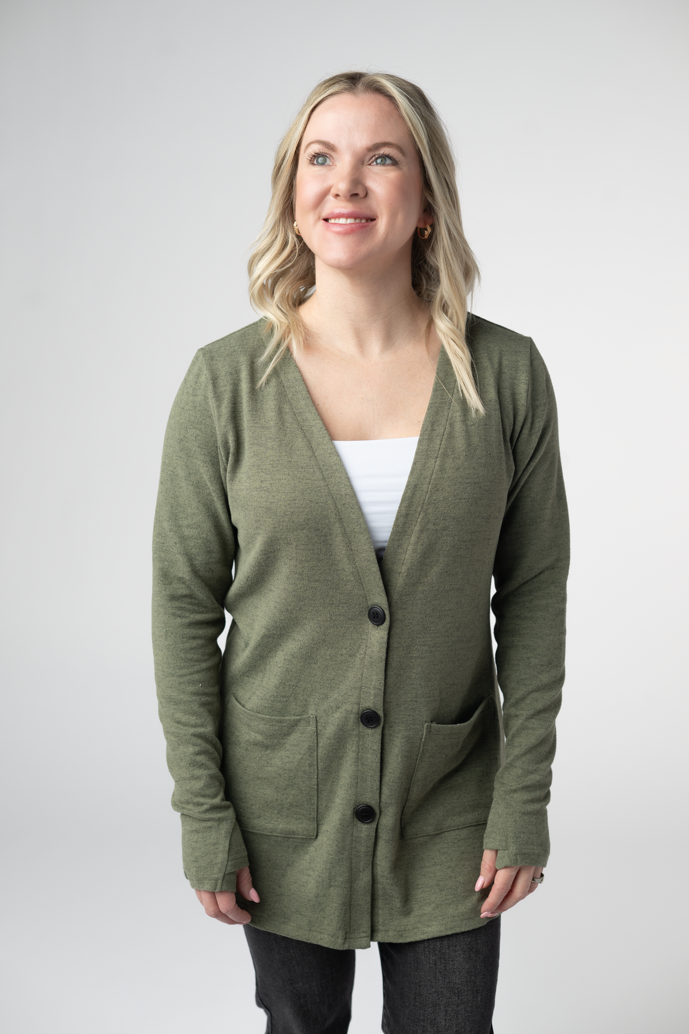 Michelle Mae Cori Cardigan - Heathered Olive