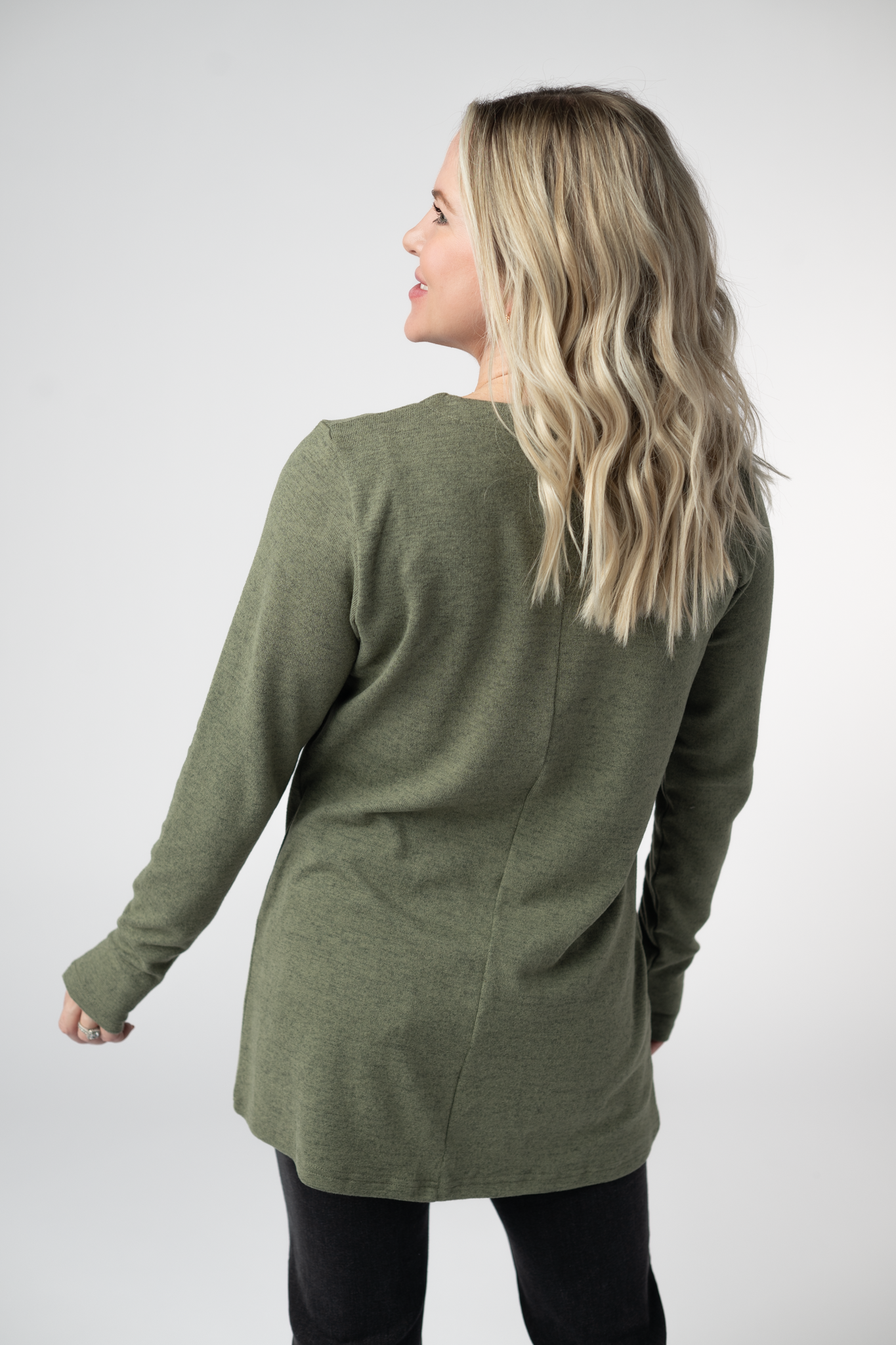 Michelle Mae Cori Cardigan - Heathered Olive