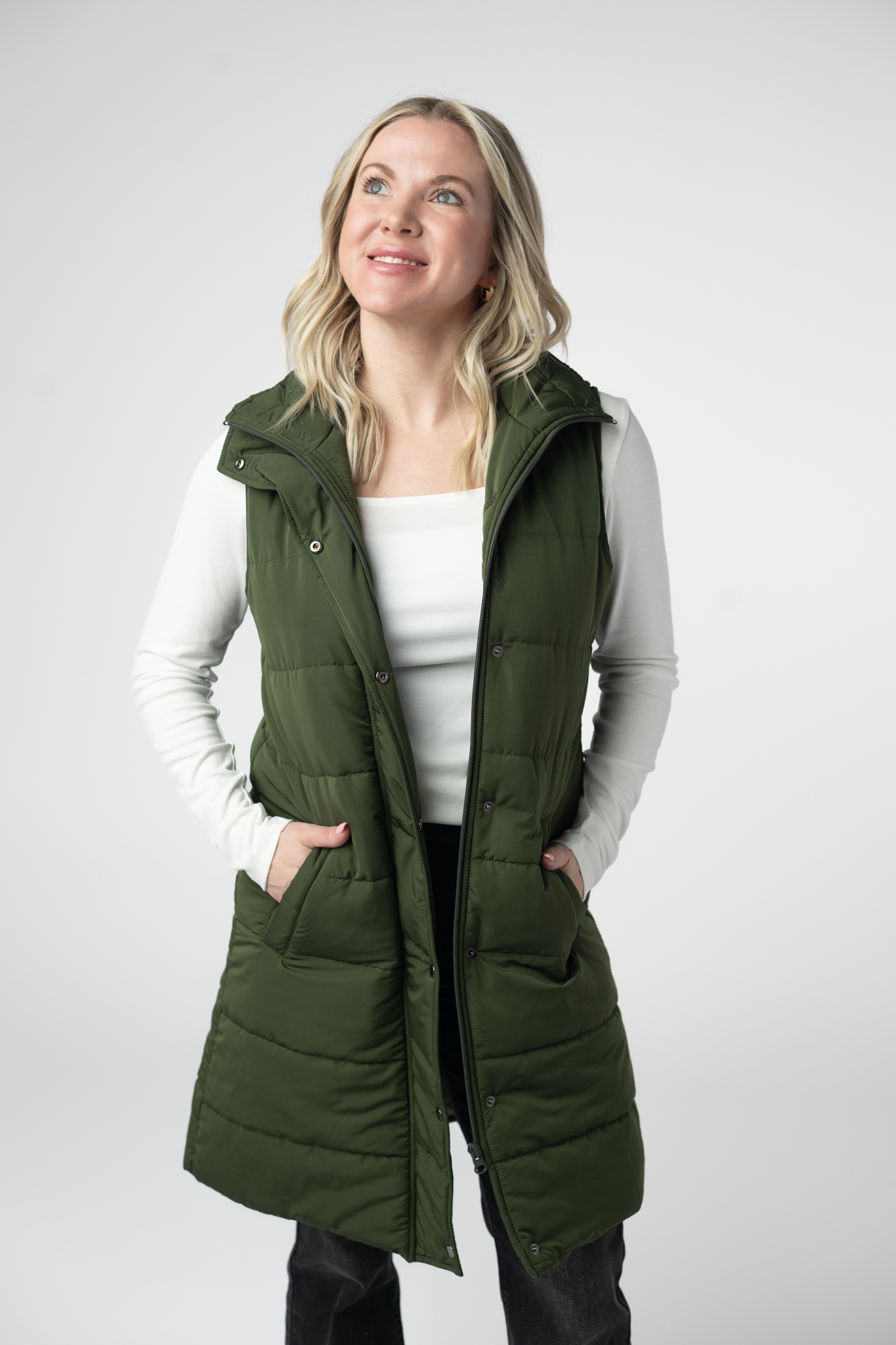 Michelle Mae Harlow Long Vest - Dark Olive