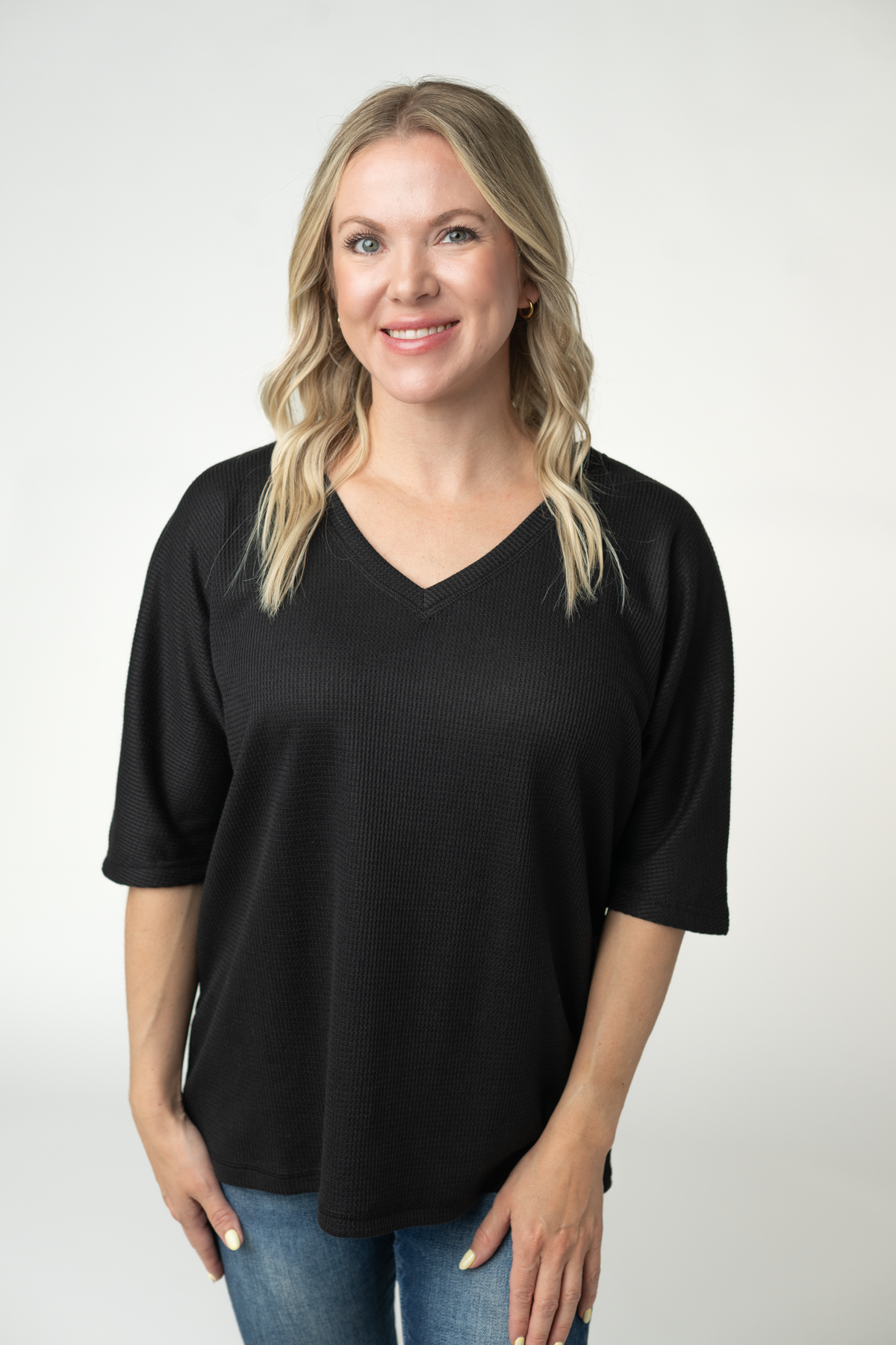 Michelle Mae Emerson Waffle Top - Black