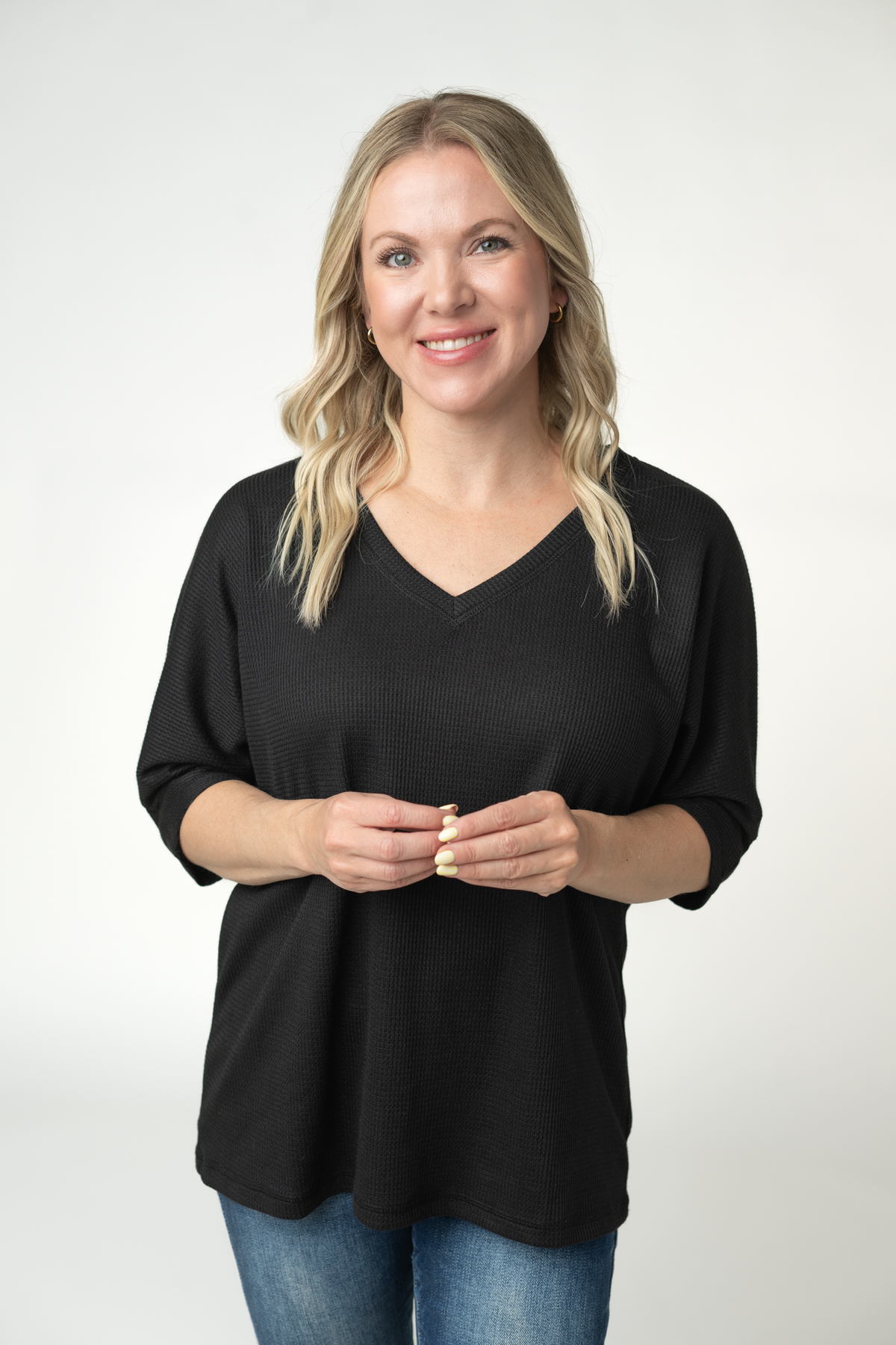 Michelle Mae Emerson Waffle Top - Black
