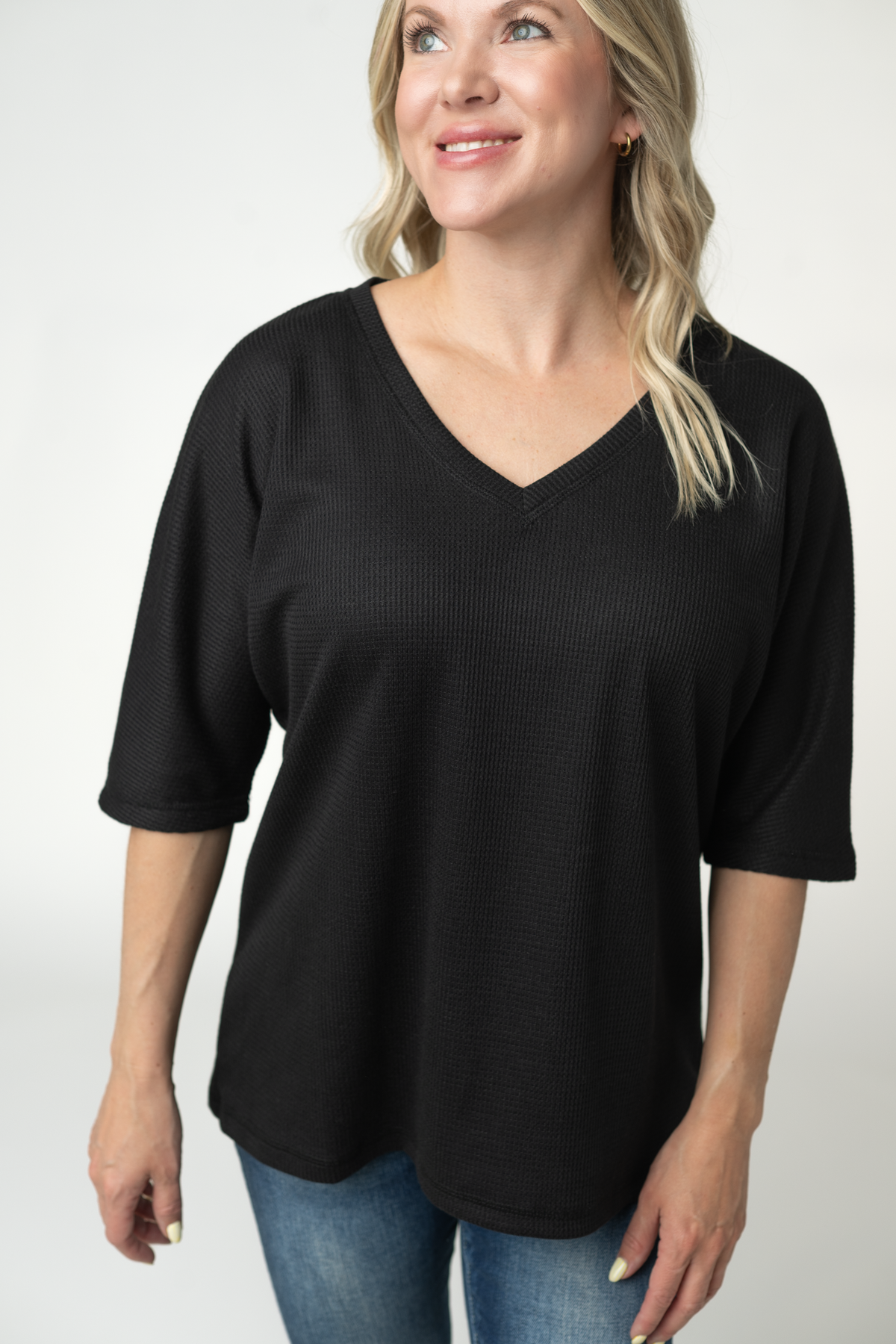 Michelle Mae Emerson Waffle Top - Black