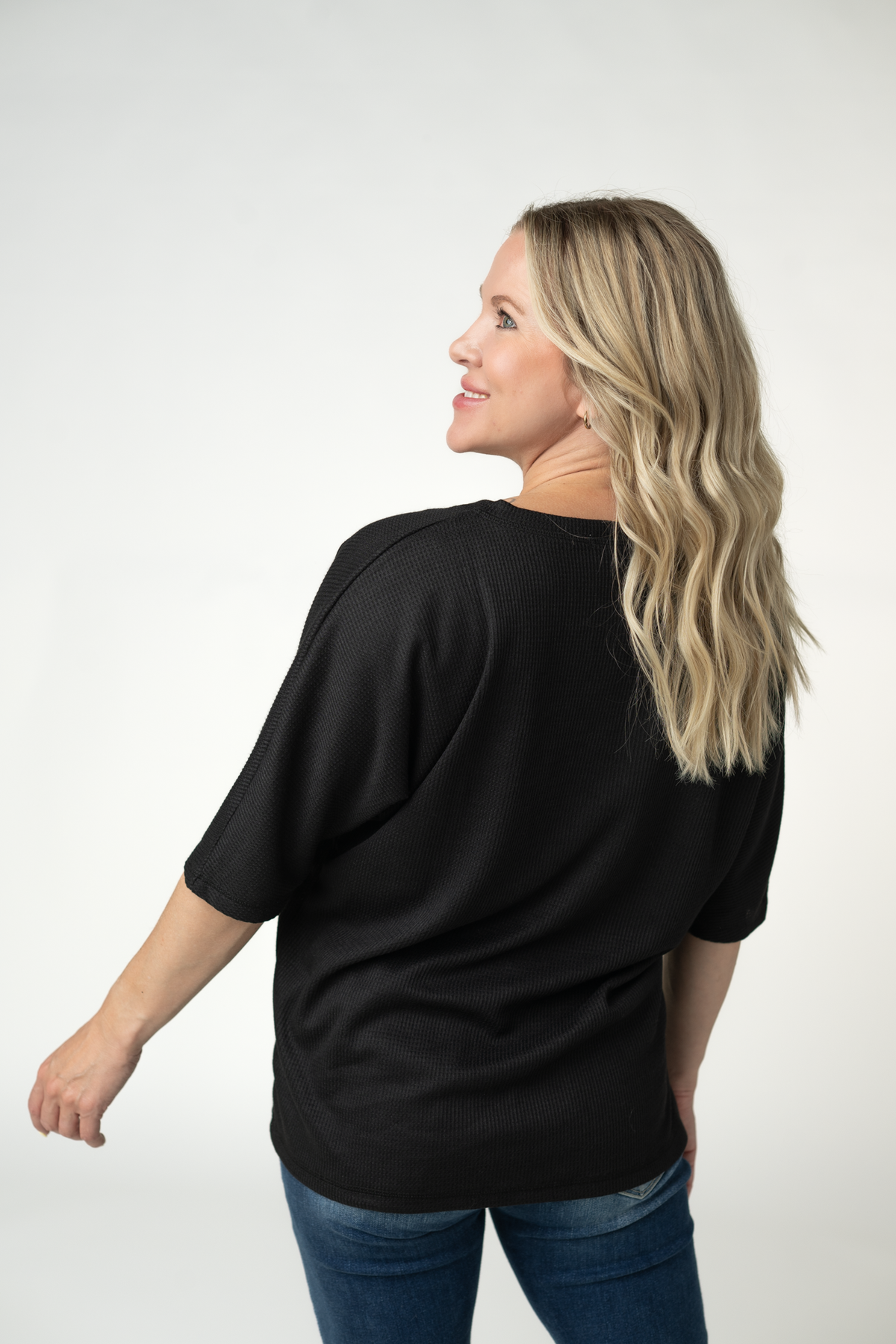 Michelle Mae Emerson Waffle Top - Black