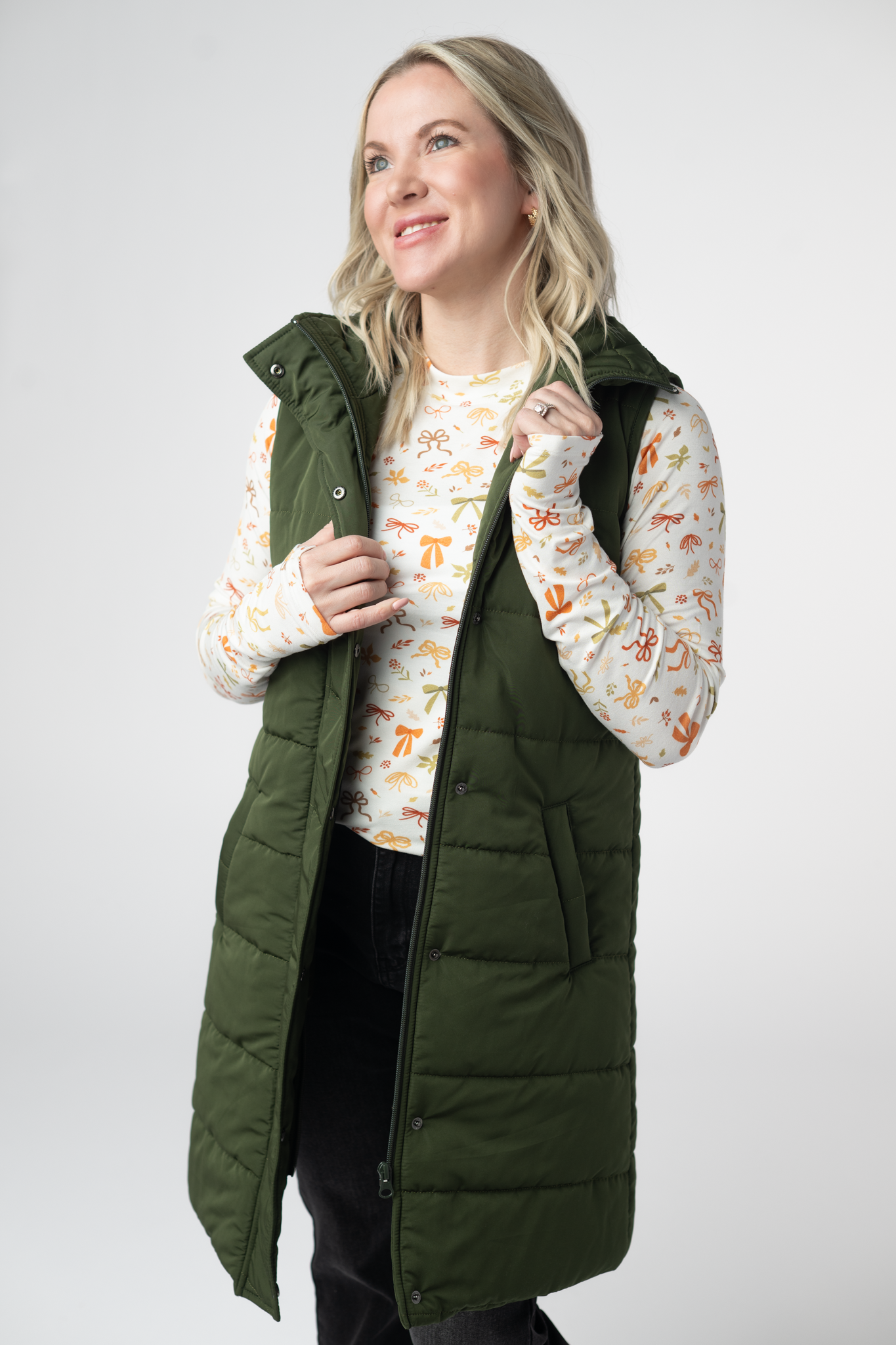 Michelle Mae Harlow Long Vest - Dark Olive