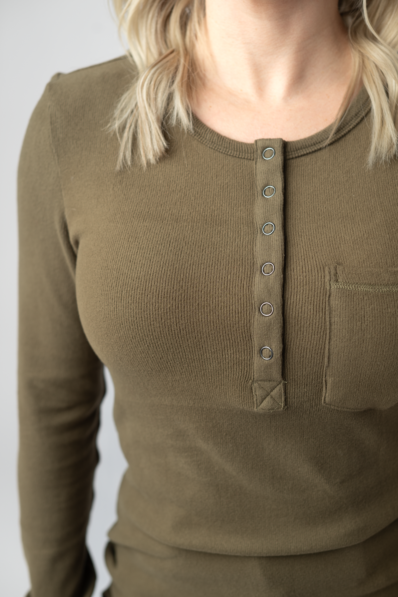 Michelle Mae Georgia Long Sleeve Top - Olive