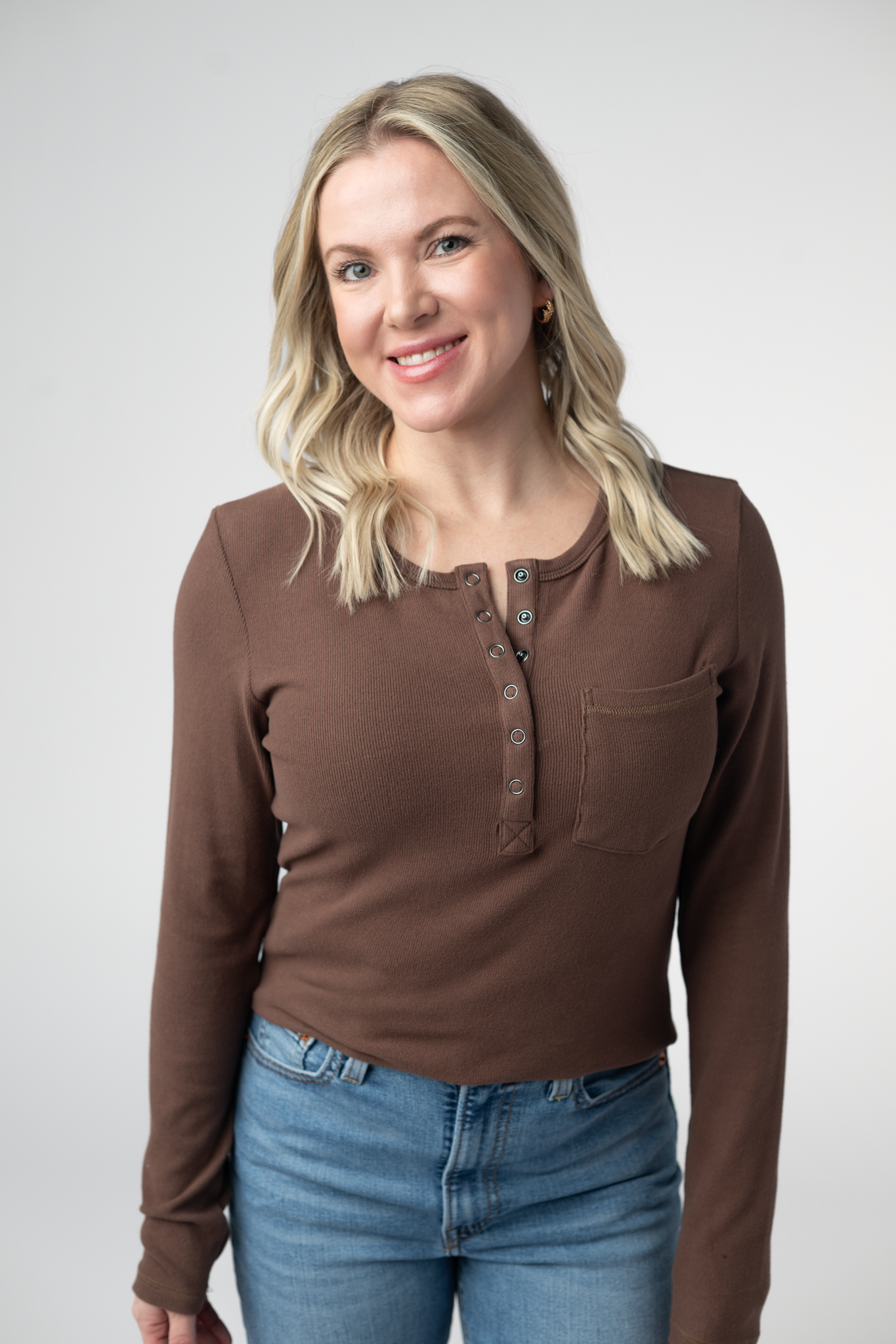 Michelle Mae Georgia Long Sleeve Top - Brown