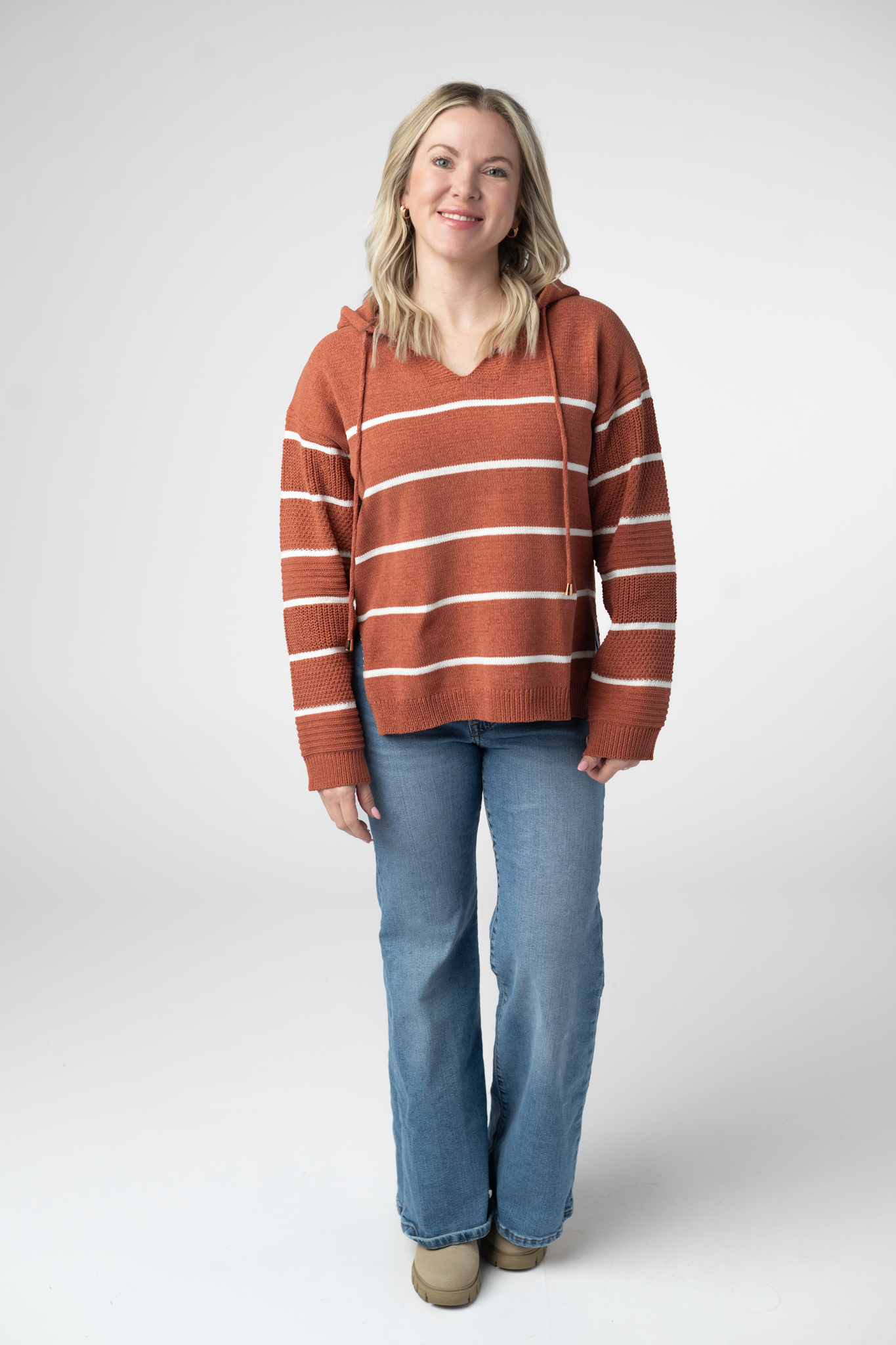 Michelle Mae Maddie Striped Hoodie - Pumpkin Spice