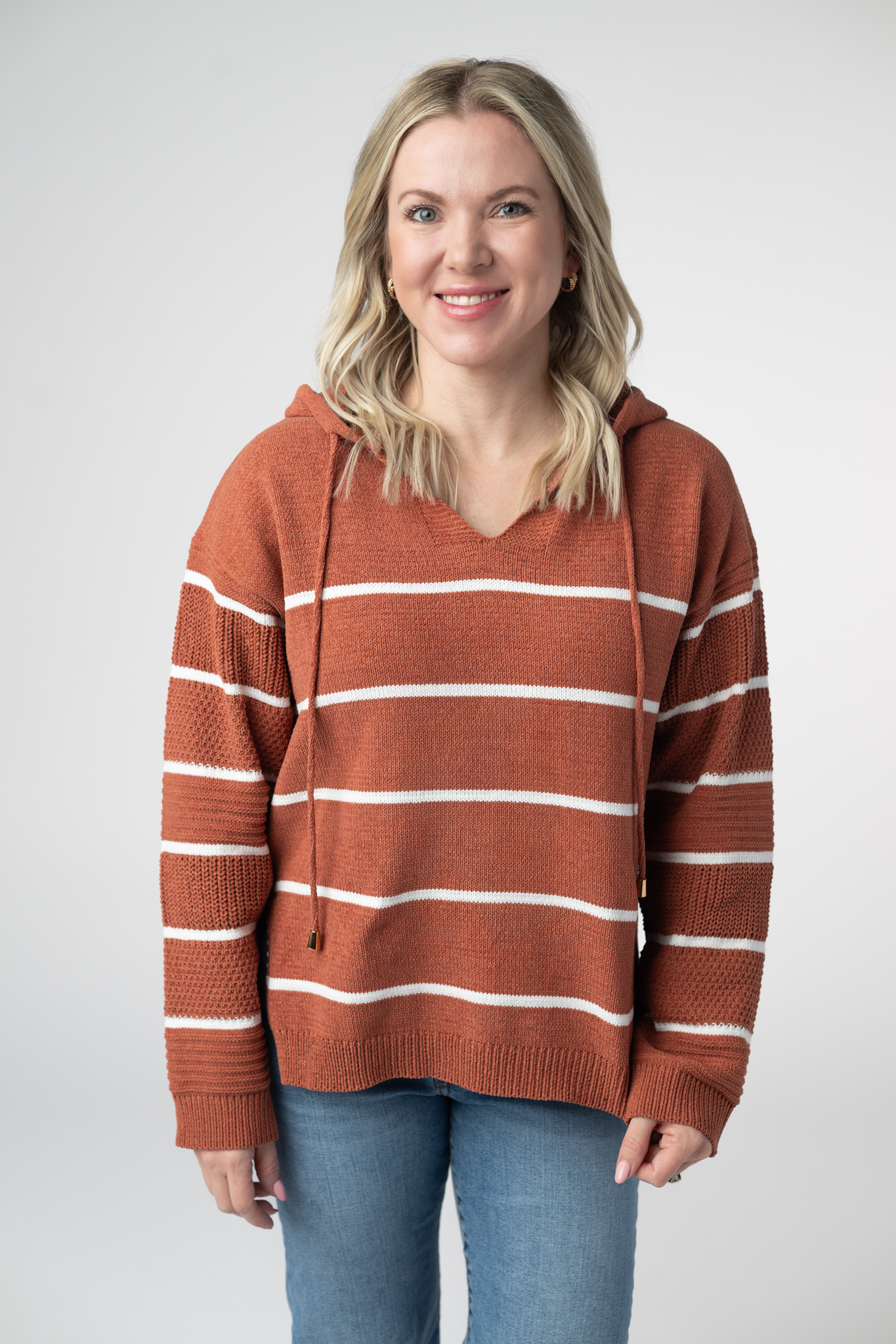 Michelle Mae Maddie Striped Hoodie - Pumpkin Spice