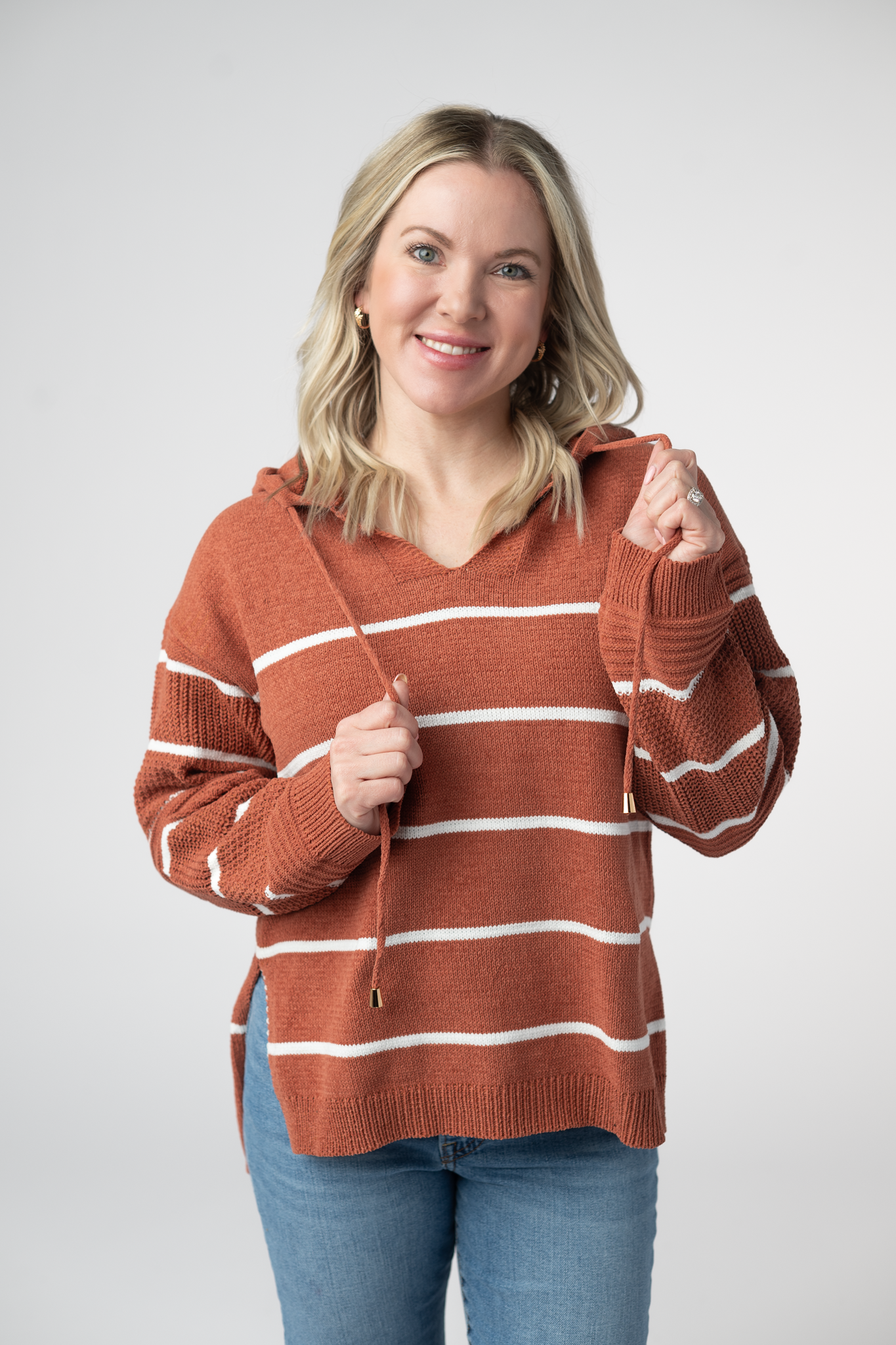 Michelle Mae Maddie Striped Hoodie - Pumpkin Spice