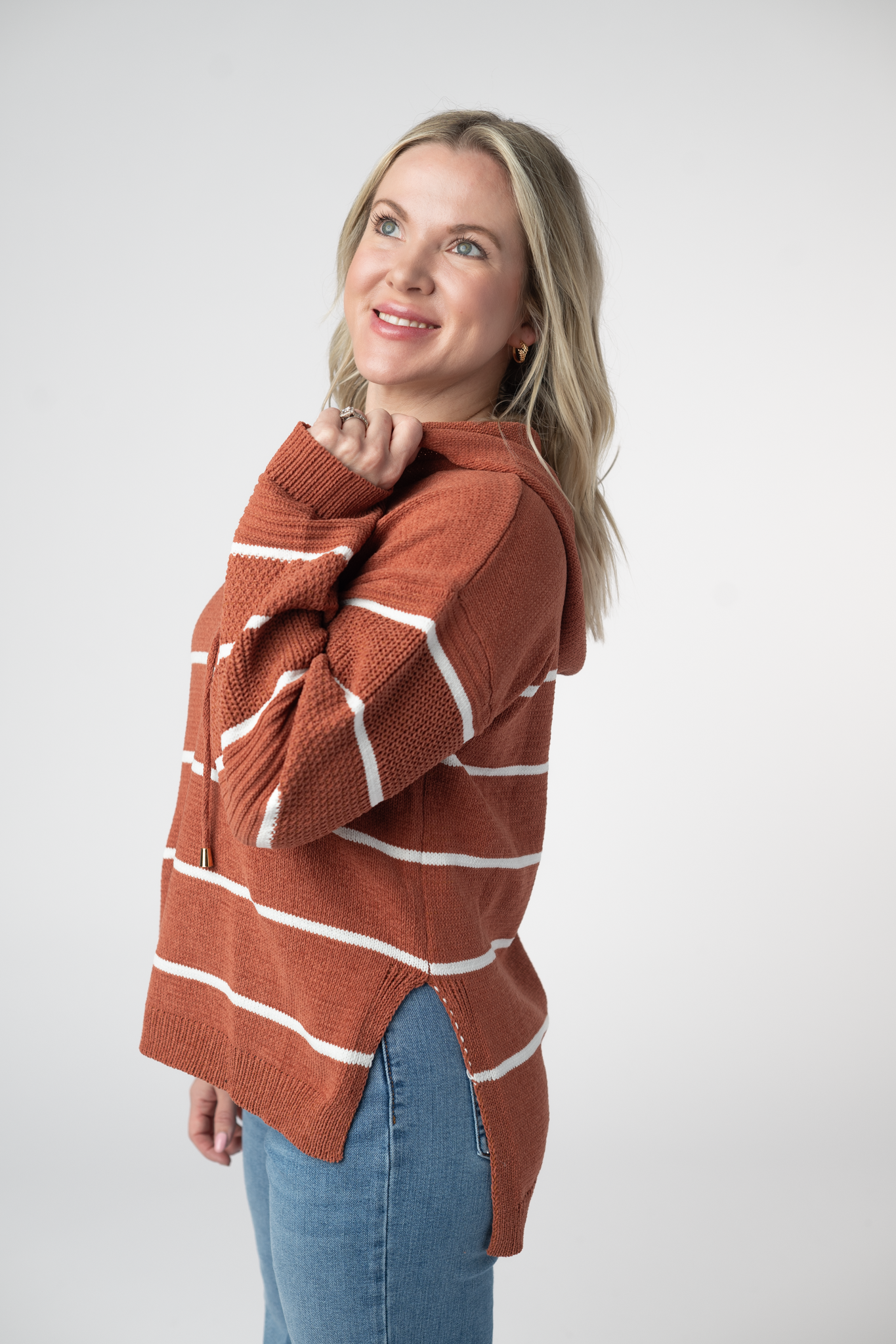 Michelle Mae Maddie Striped Hoodie - Pumpkin Spice