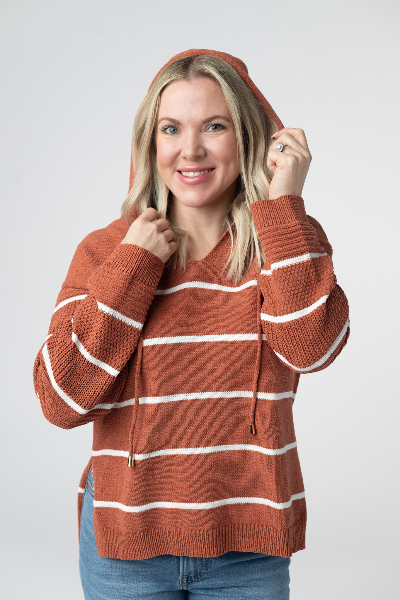 Michelle Mae Maddie Striped Hoodie - Pumpkin Spice