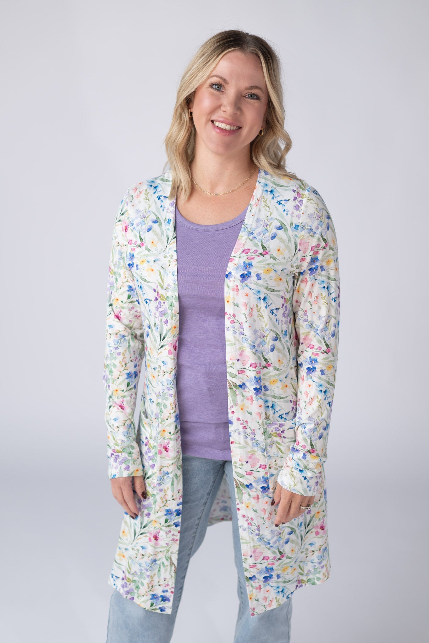 Michelle Mae  Classic Cardigan - Cottage Floral