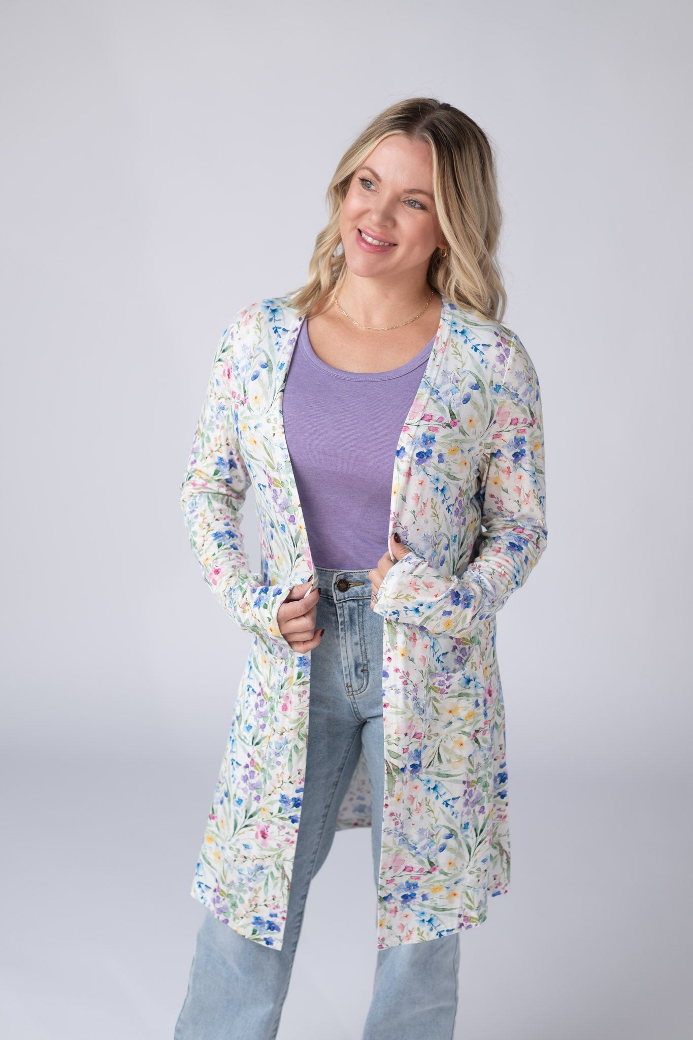 Michelle Mae  Classic Cardigan - Cottage Floral
