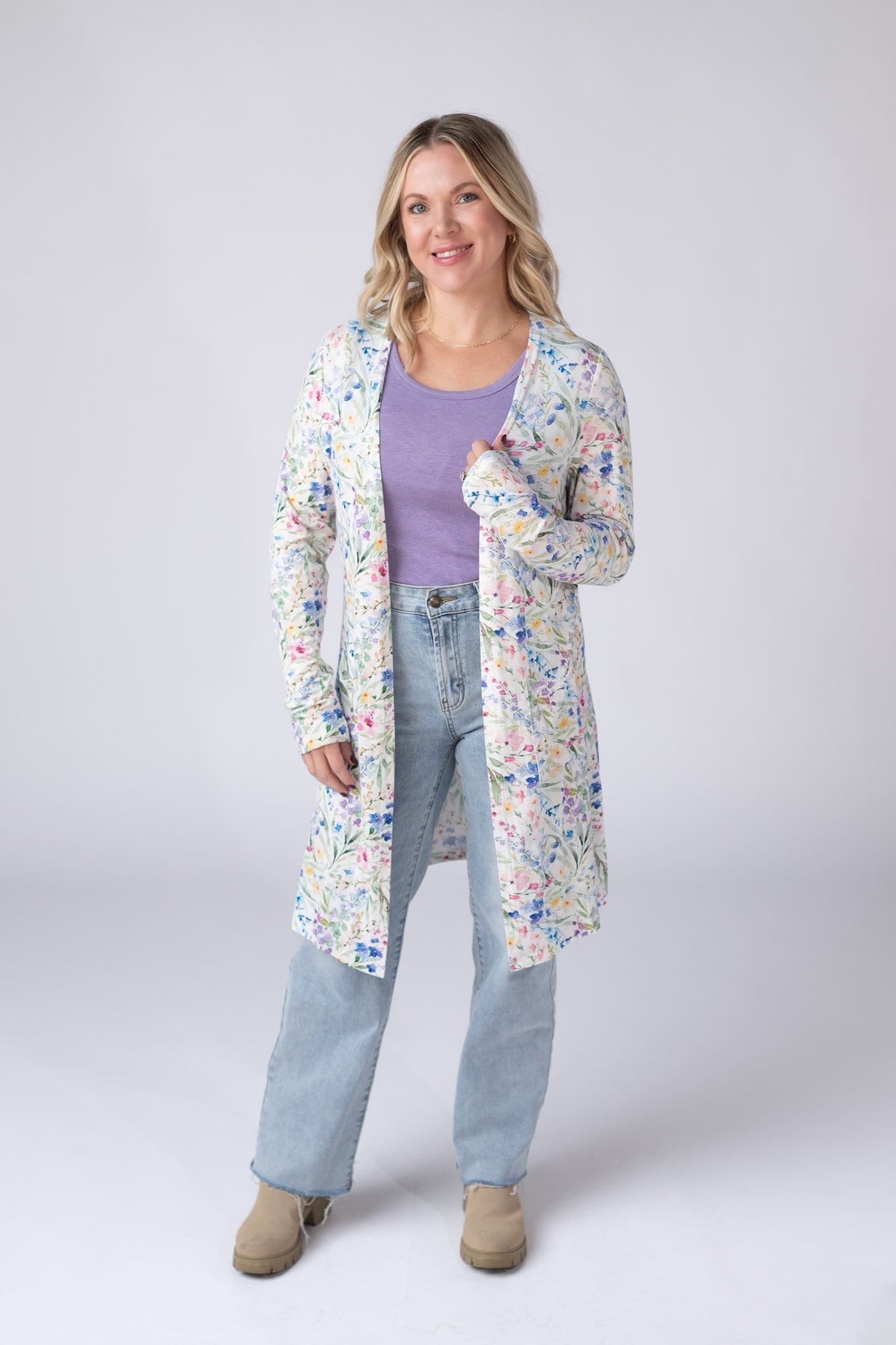 Michelle Mae  Classic Cardigan - Cottage Floral