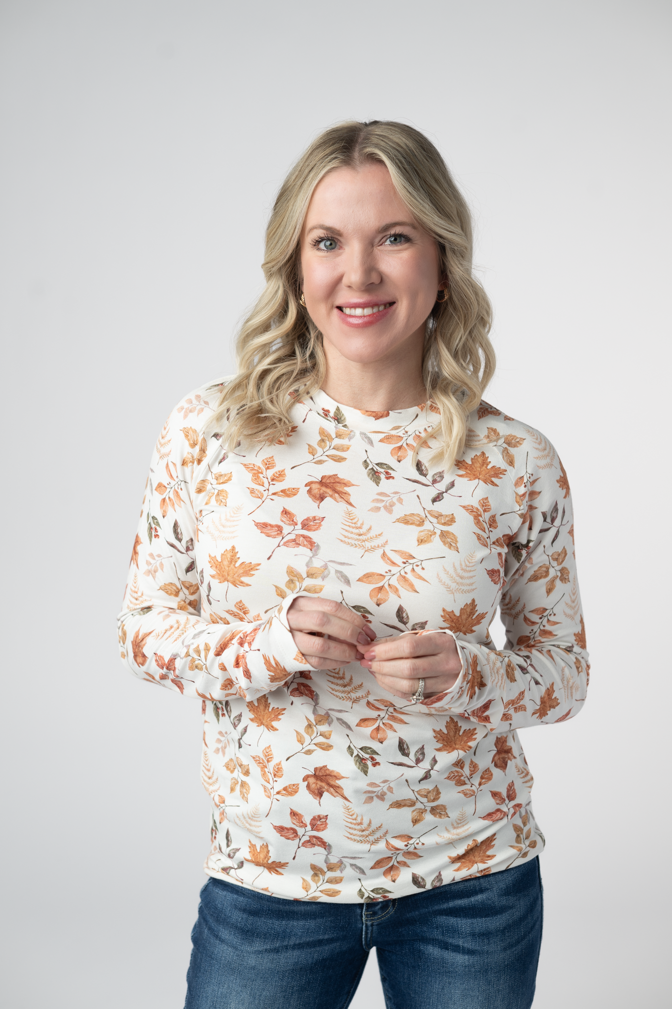 Michelle Mae Blair Long Sleeve Top - Harvest Leaves