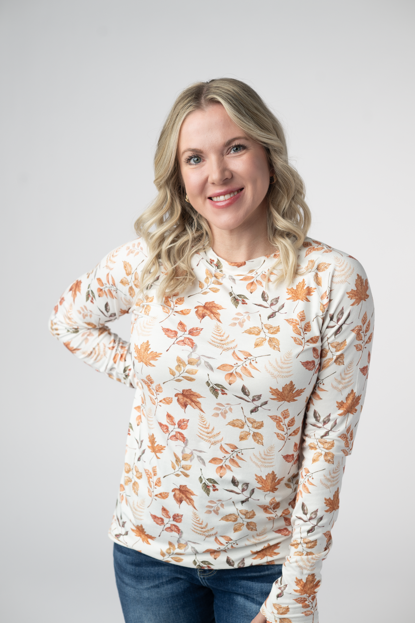 Michelle Mae Blair Long Sleeve Top - Harvest Leaves