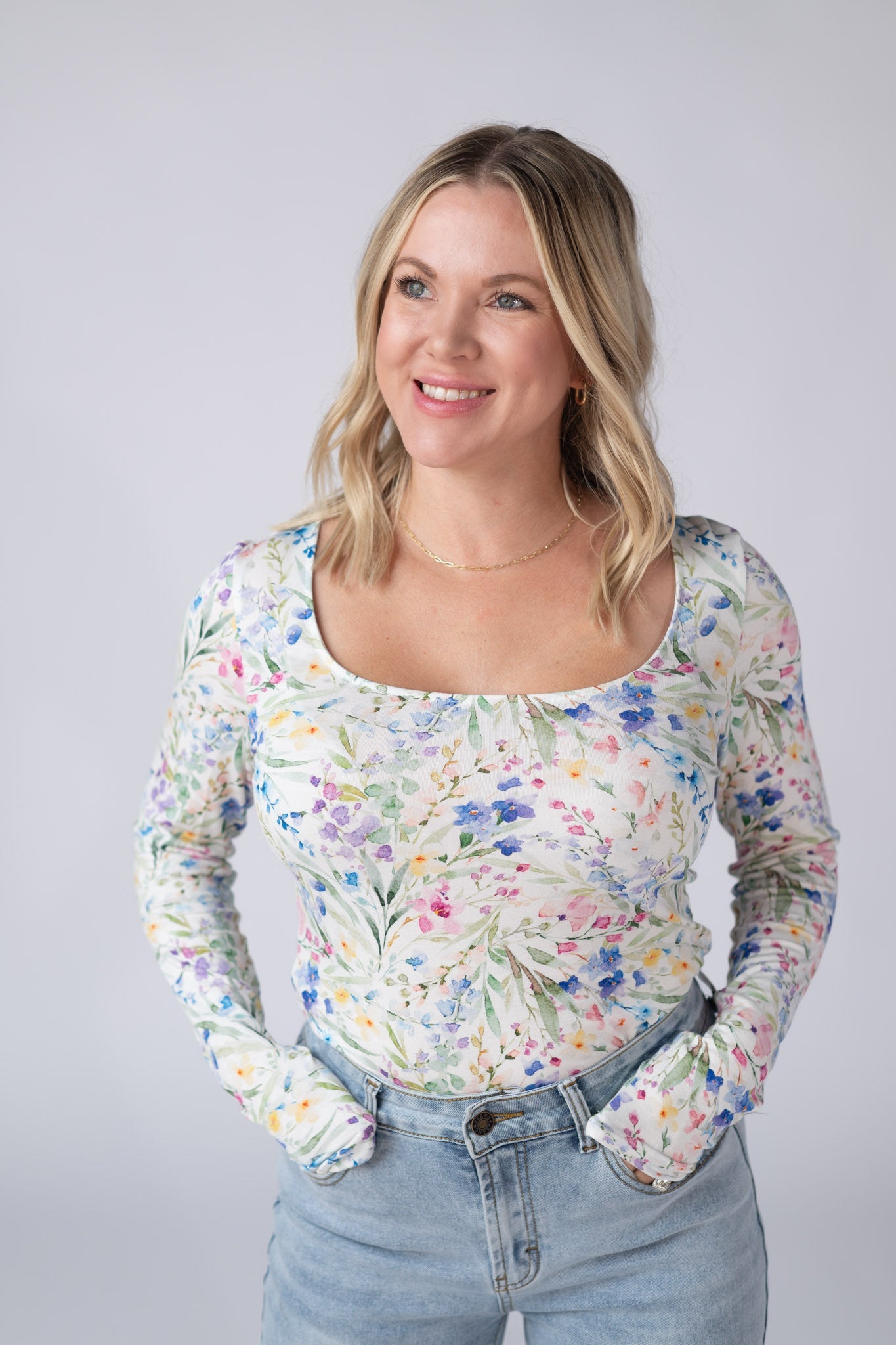 Michelle Mae Alyssa Long Sleeve Top - Cottage Floral