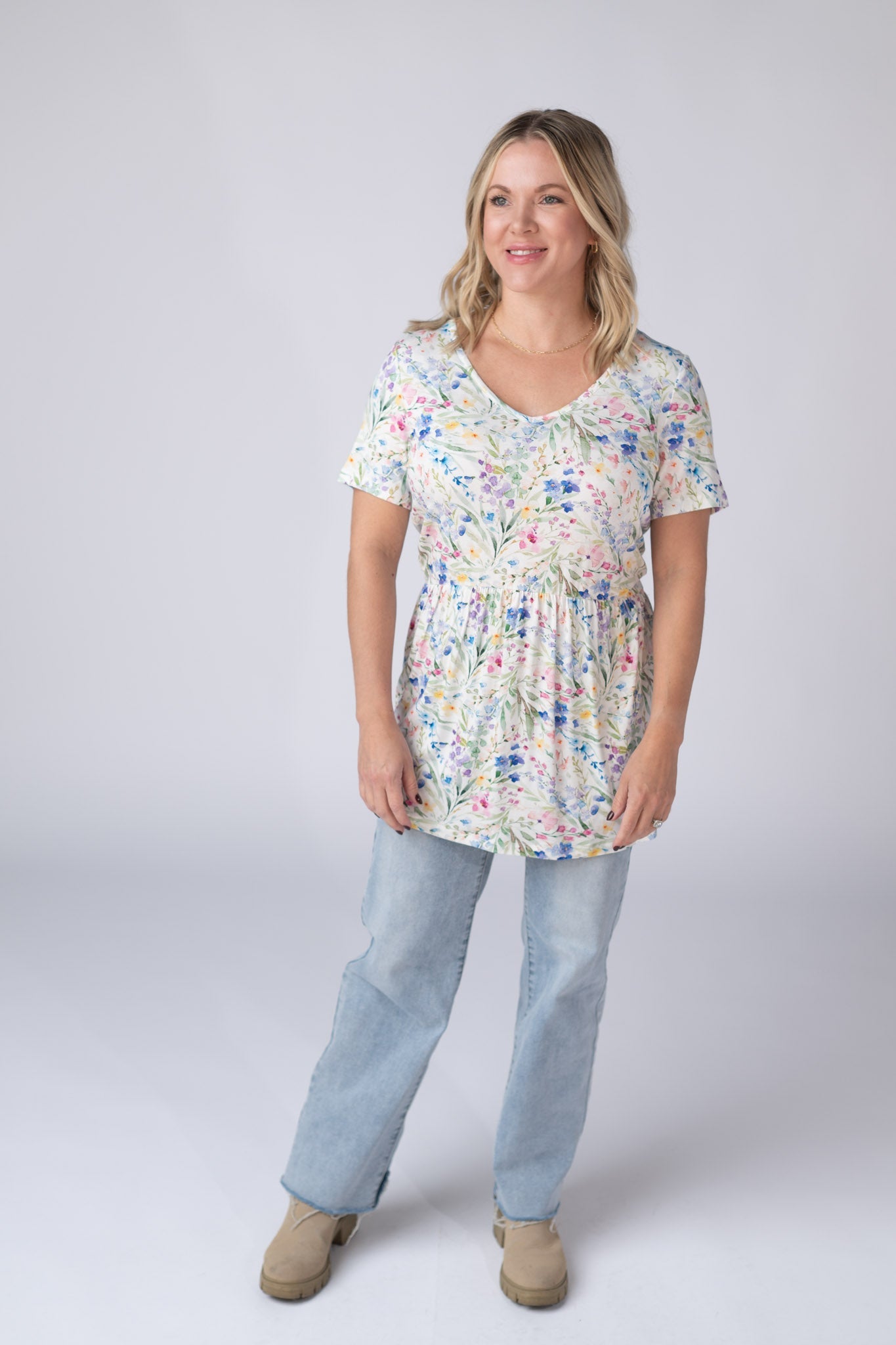 Michelle Mae Sarah Ruffle Short Sleeve - Cottage Floral