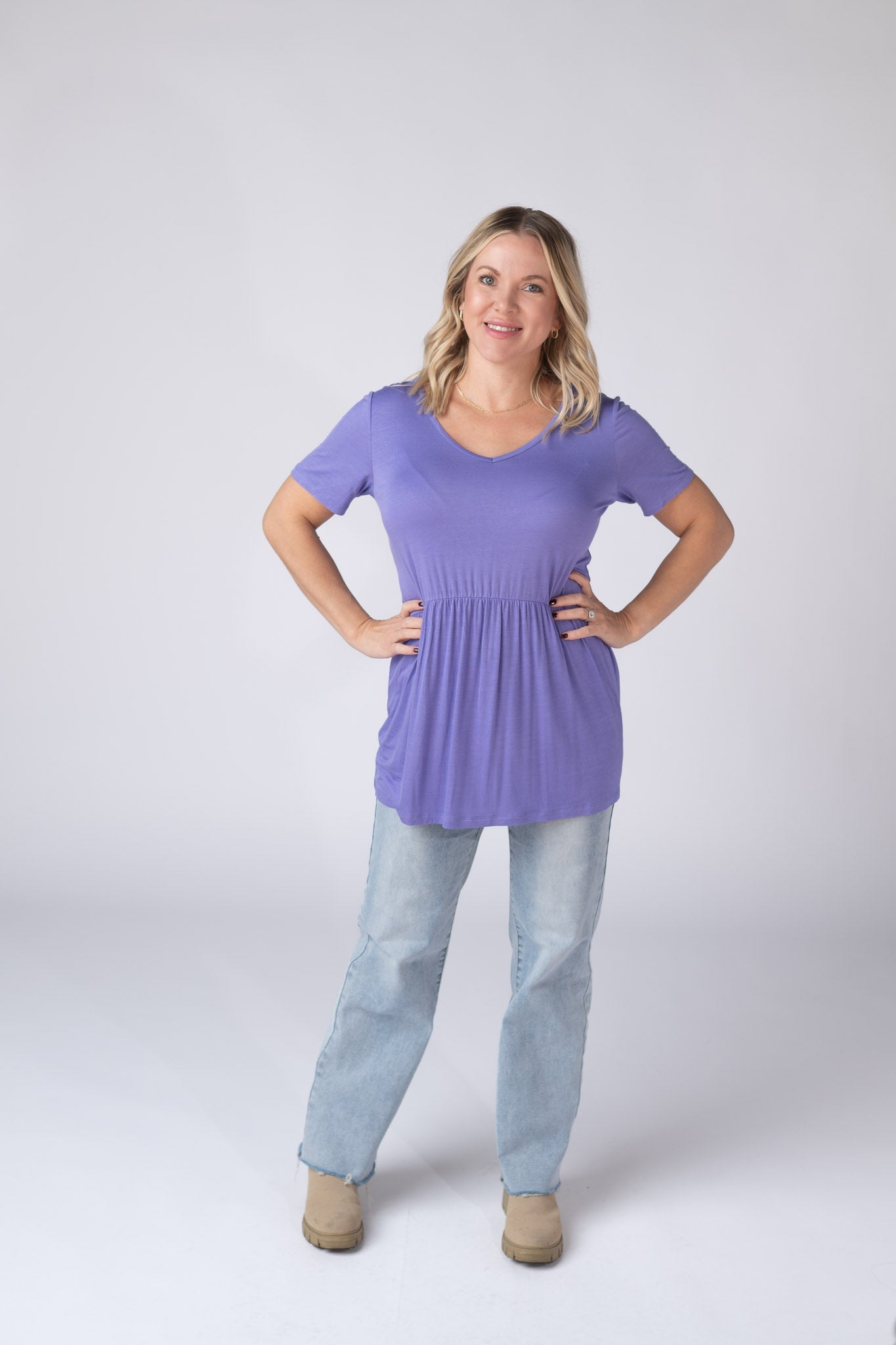 Michelle Mae Sarah Ruffle Short Sleeve - Periwinkle Purple