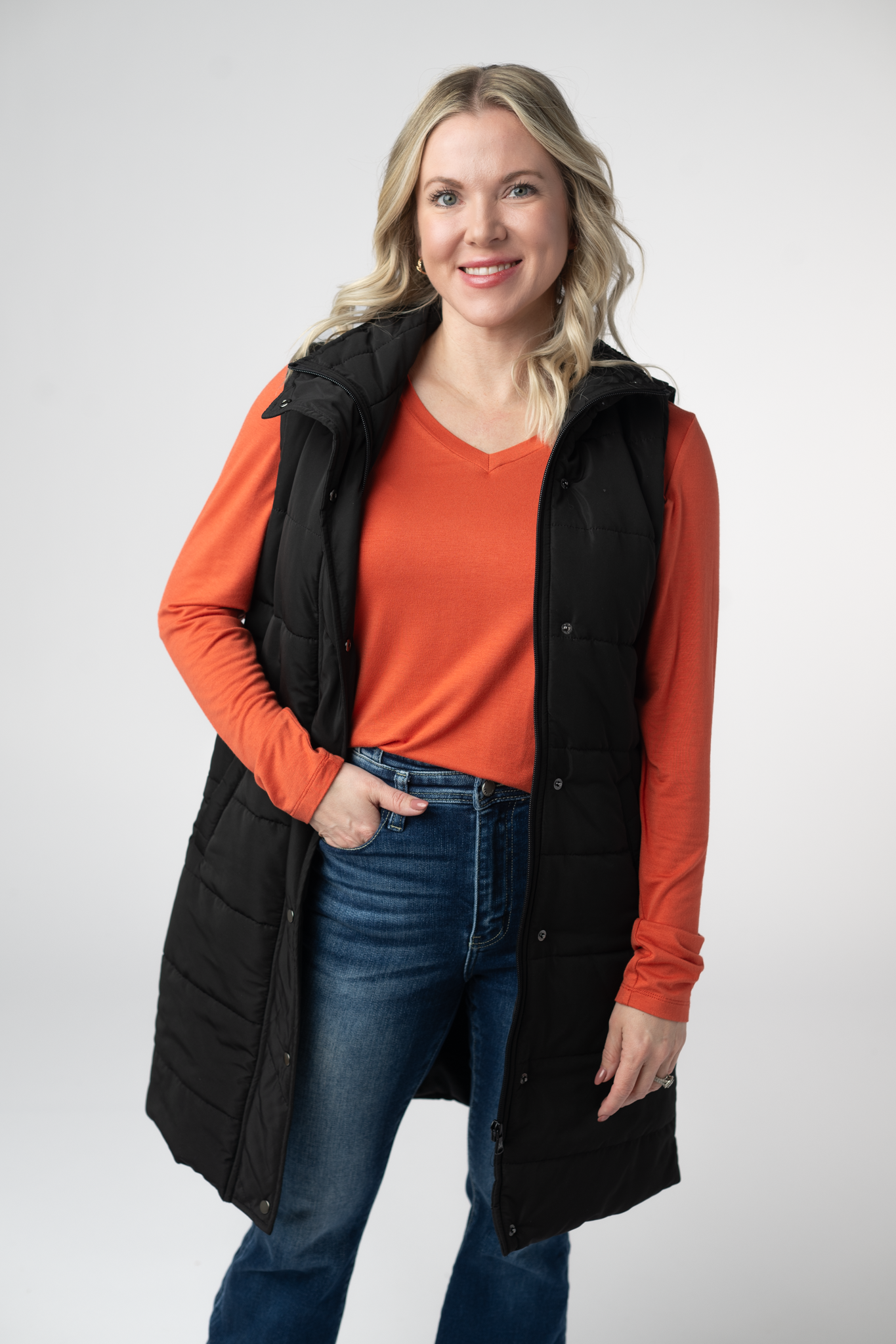 Michelle Mae Harlow Long Vest - Black