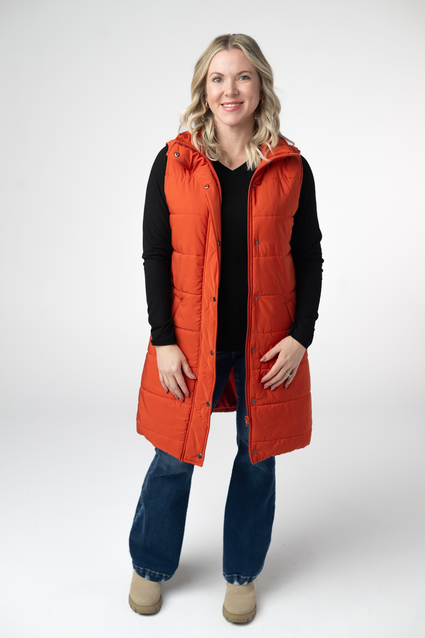 Michelle Mae Harlow Long Vest - Pumpkin