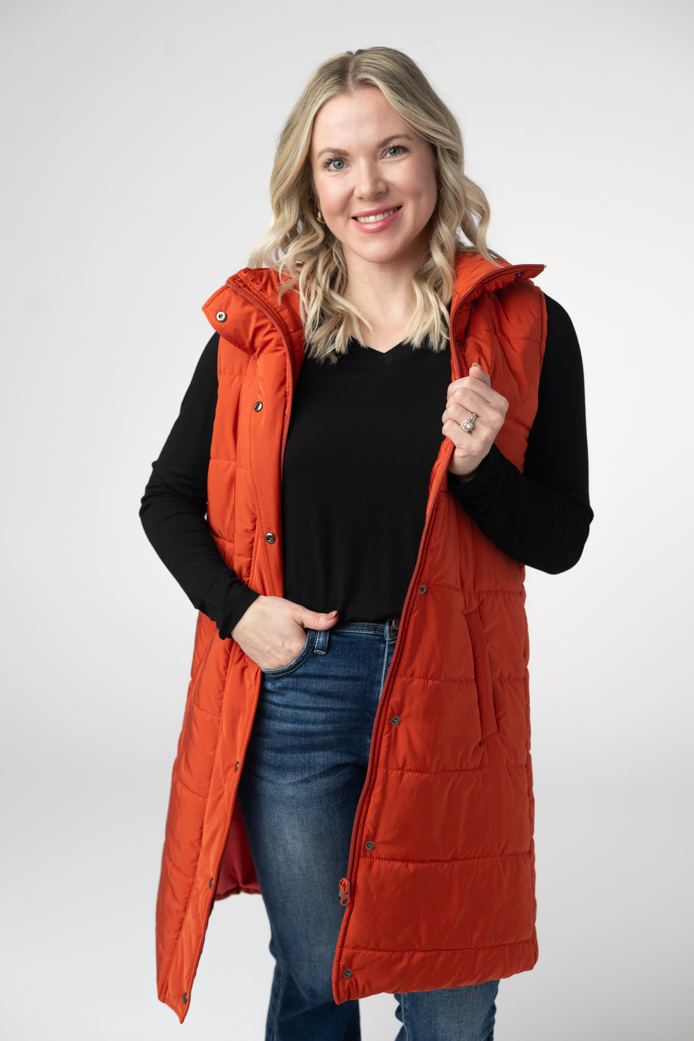 Michelle Mae Harlow Long Vest - Pumpkin