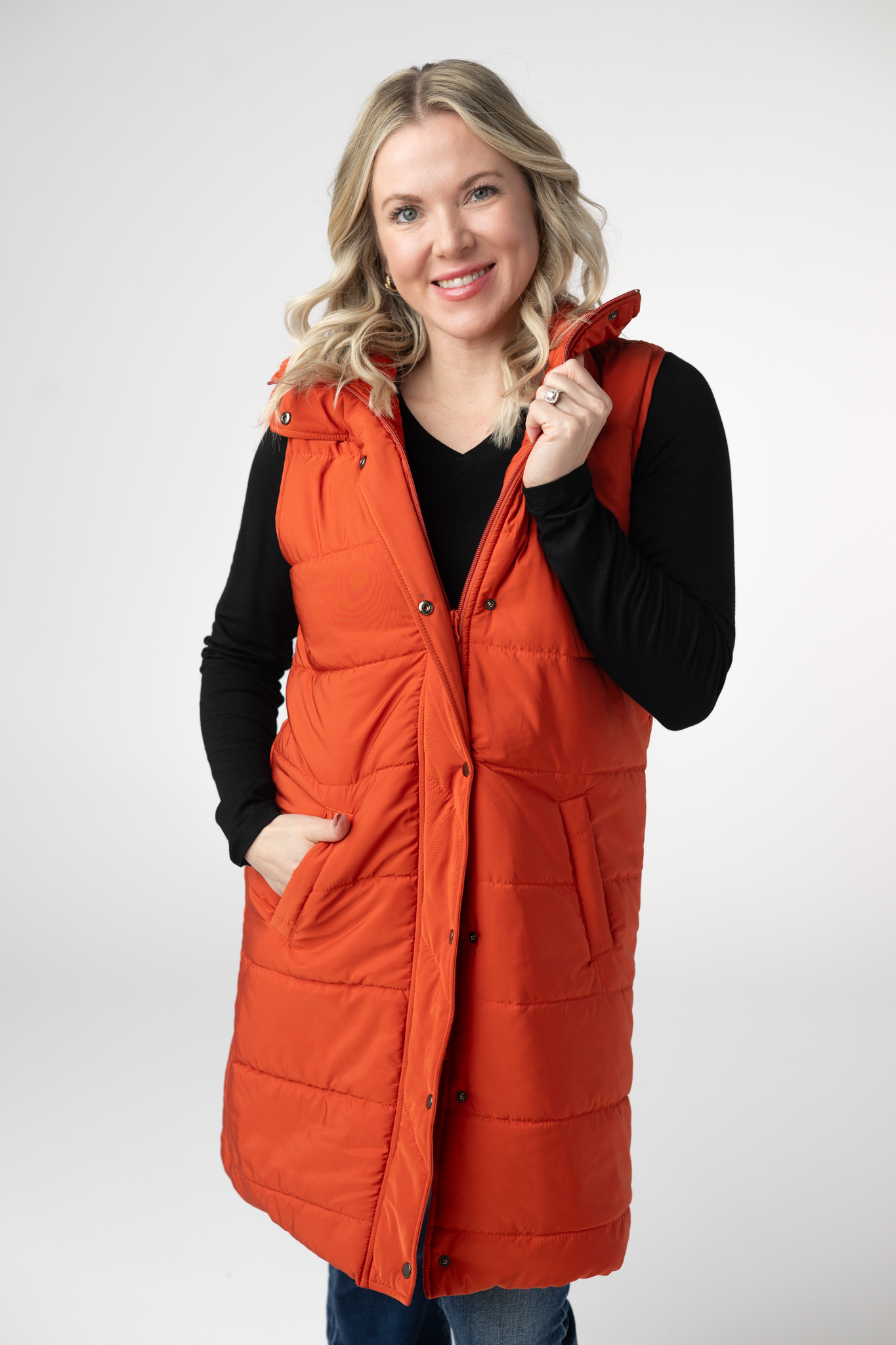 Michelle Mae Harlow Long Vest - Pumpkin