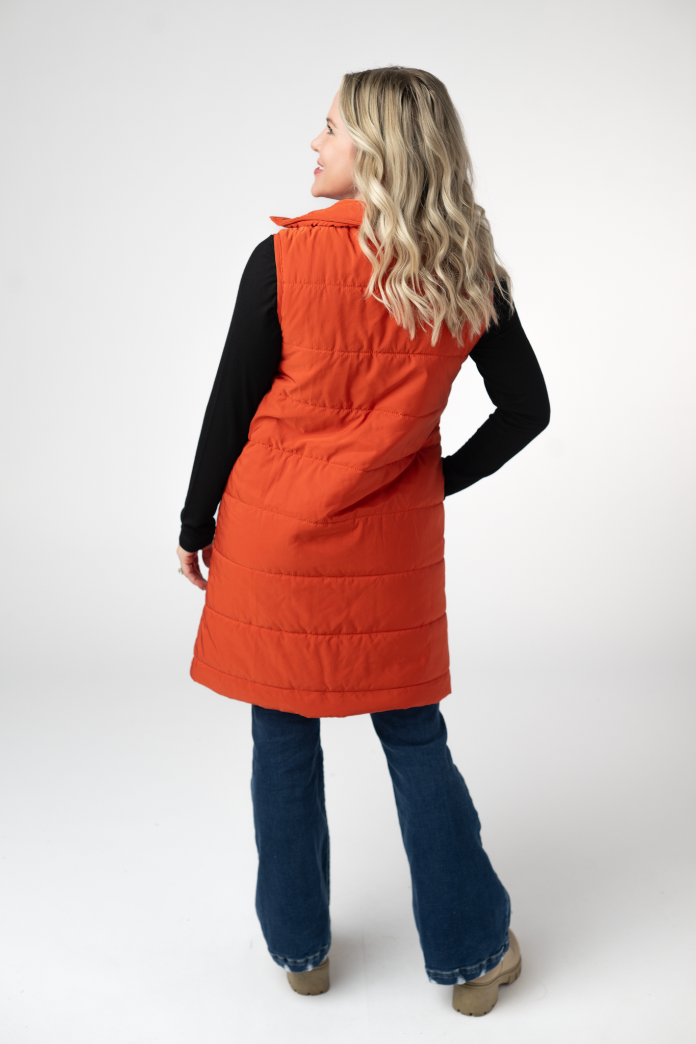 Michelle Mae Harlow Long Vest - Pumpkin