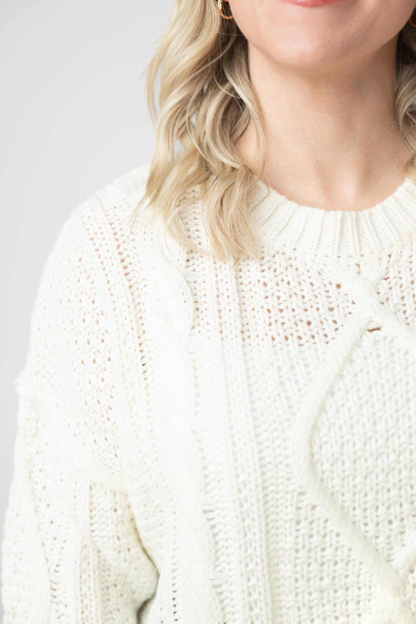 Michelle Mae Cable Knit Sweater - Ivory