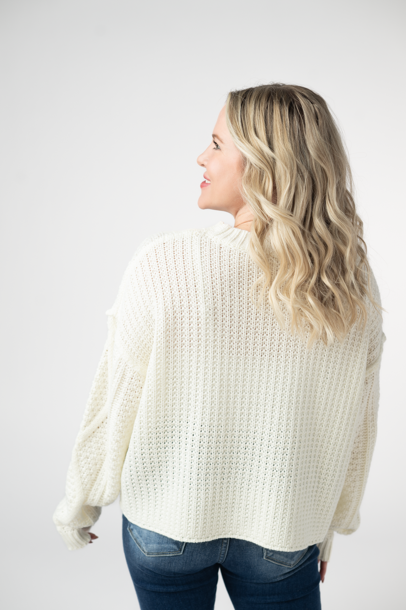 Michelle Mae Cable Knit Sweater - Ivory
