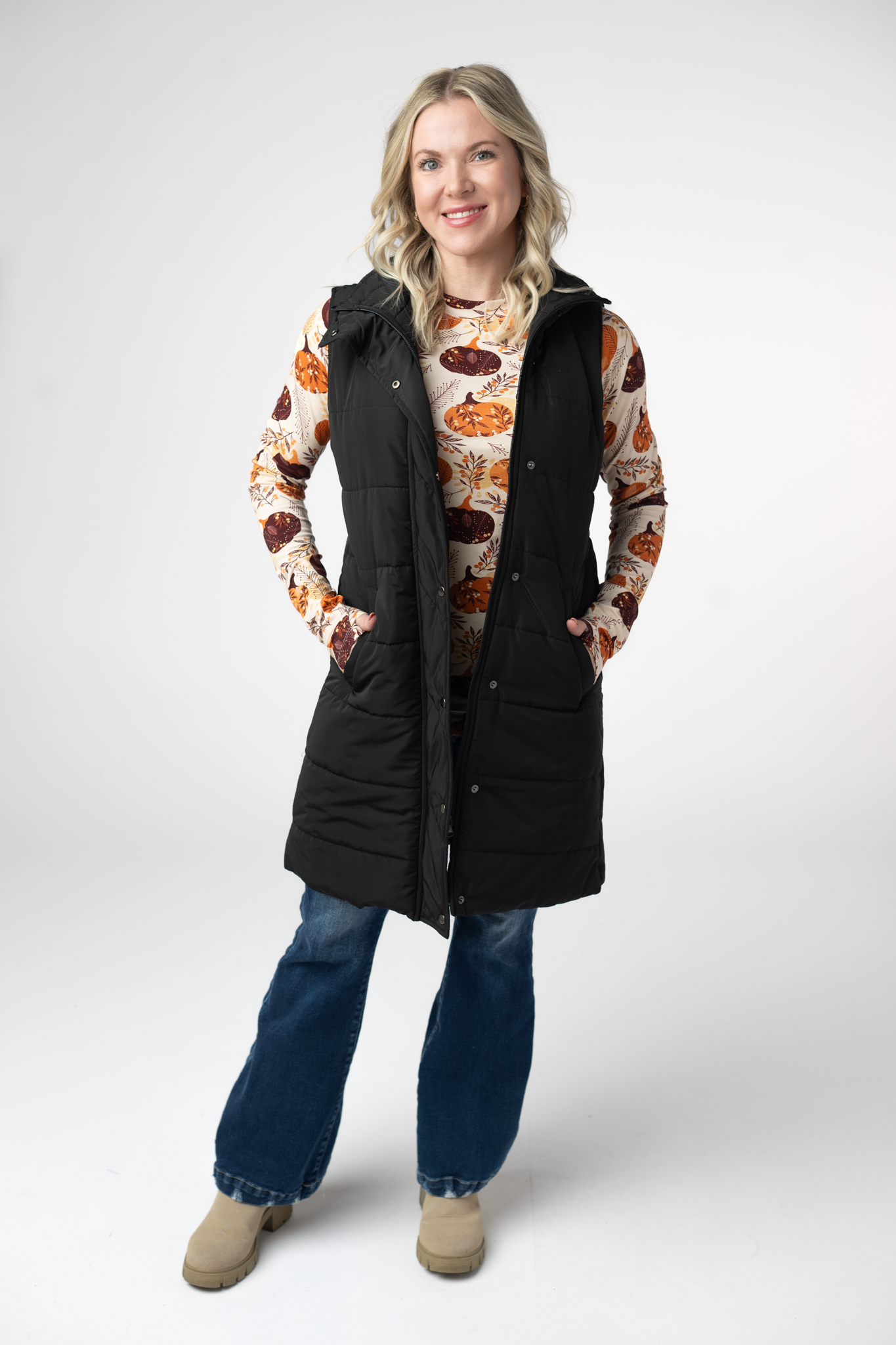 Michelle Mae Harlow Long Vest - Black