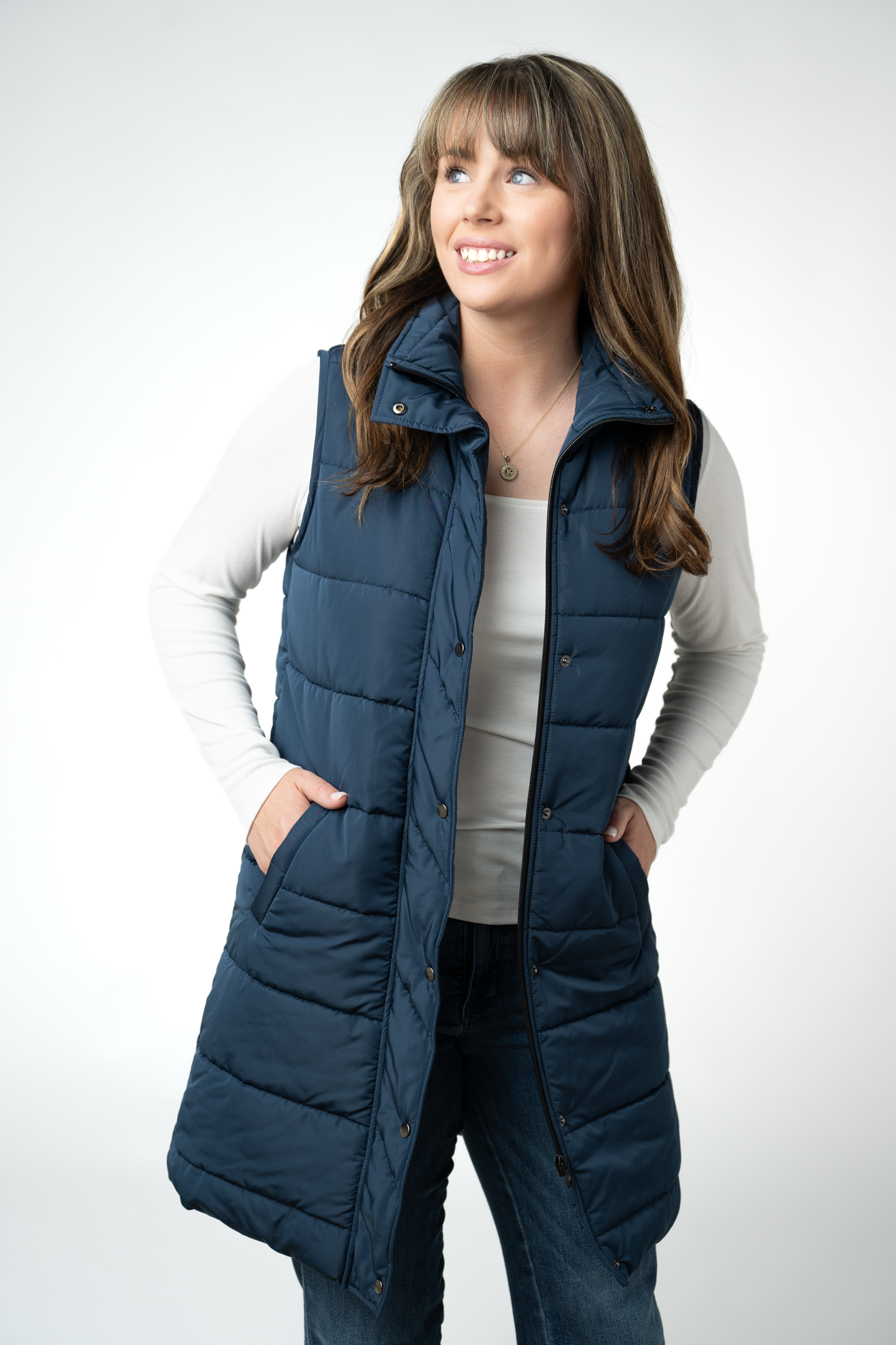 Michelle Mae Harlow Long Vest - Navy