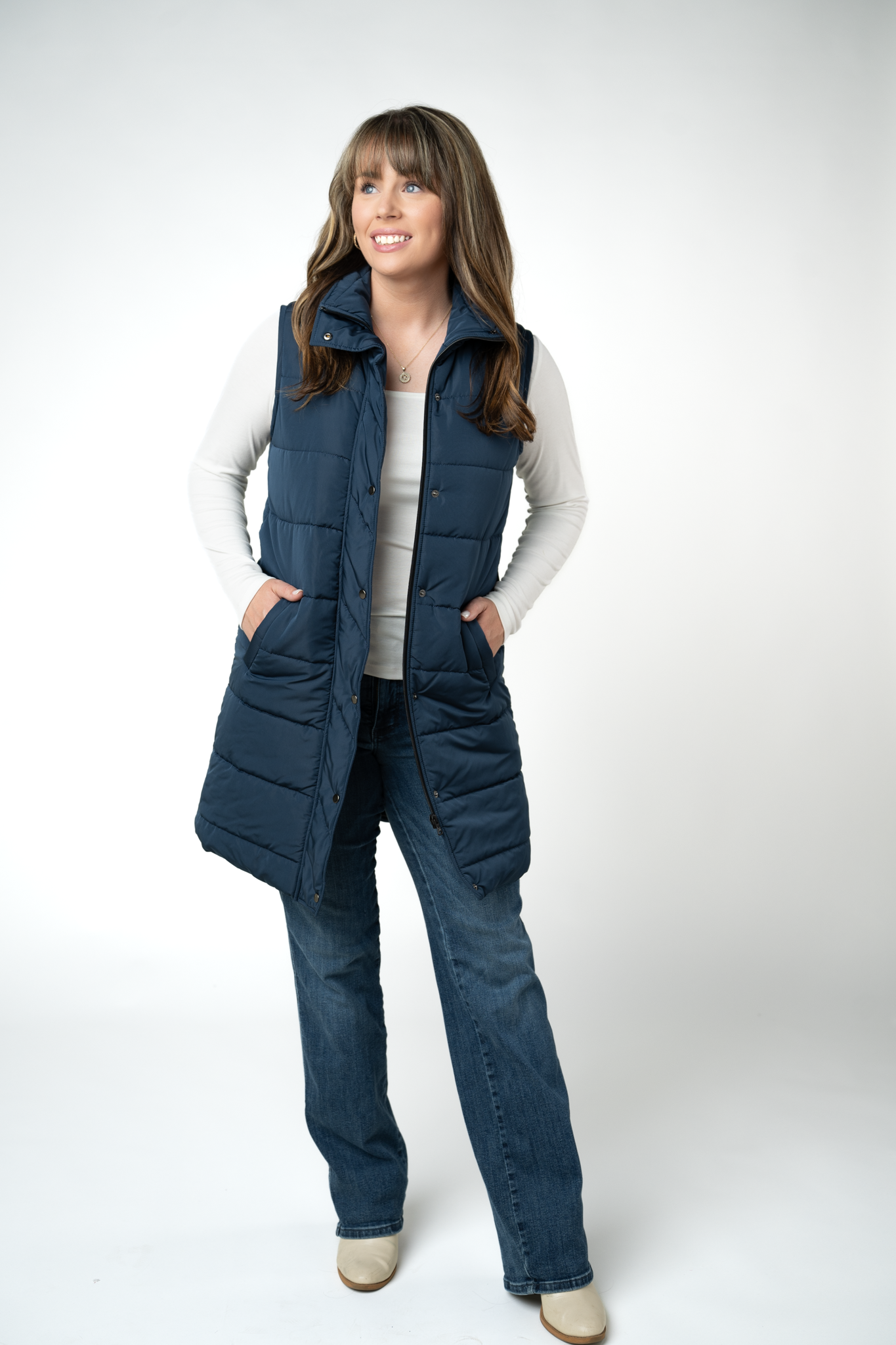 Michelle Mae Harlow Long Vest - Navy