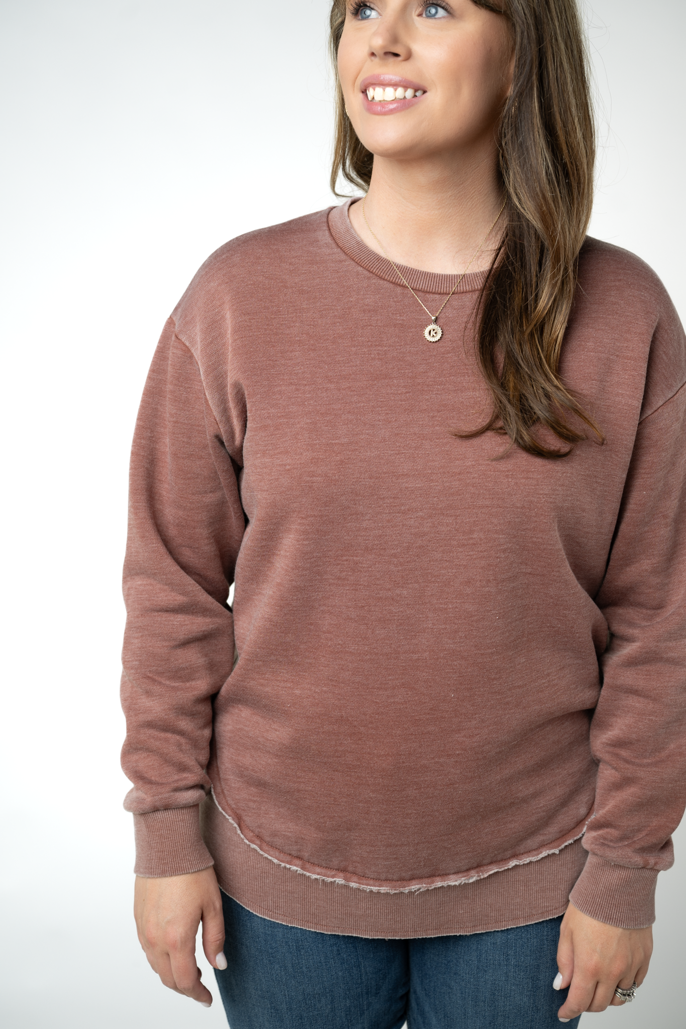 Michelle Mae Vintage Wash Pullover - Brown