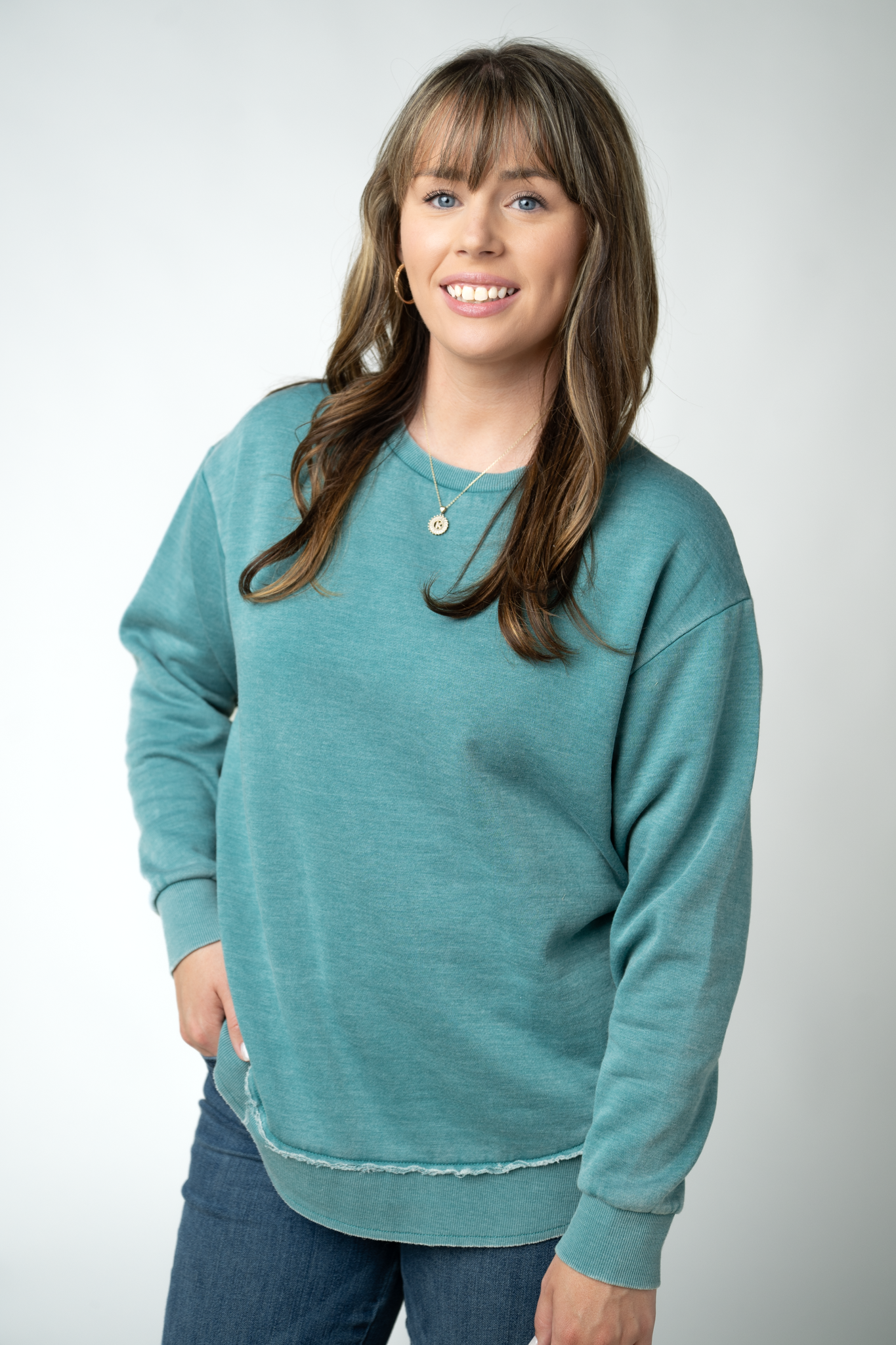 Michelle Mae Vintage Wash Pullover - Teal