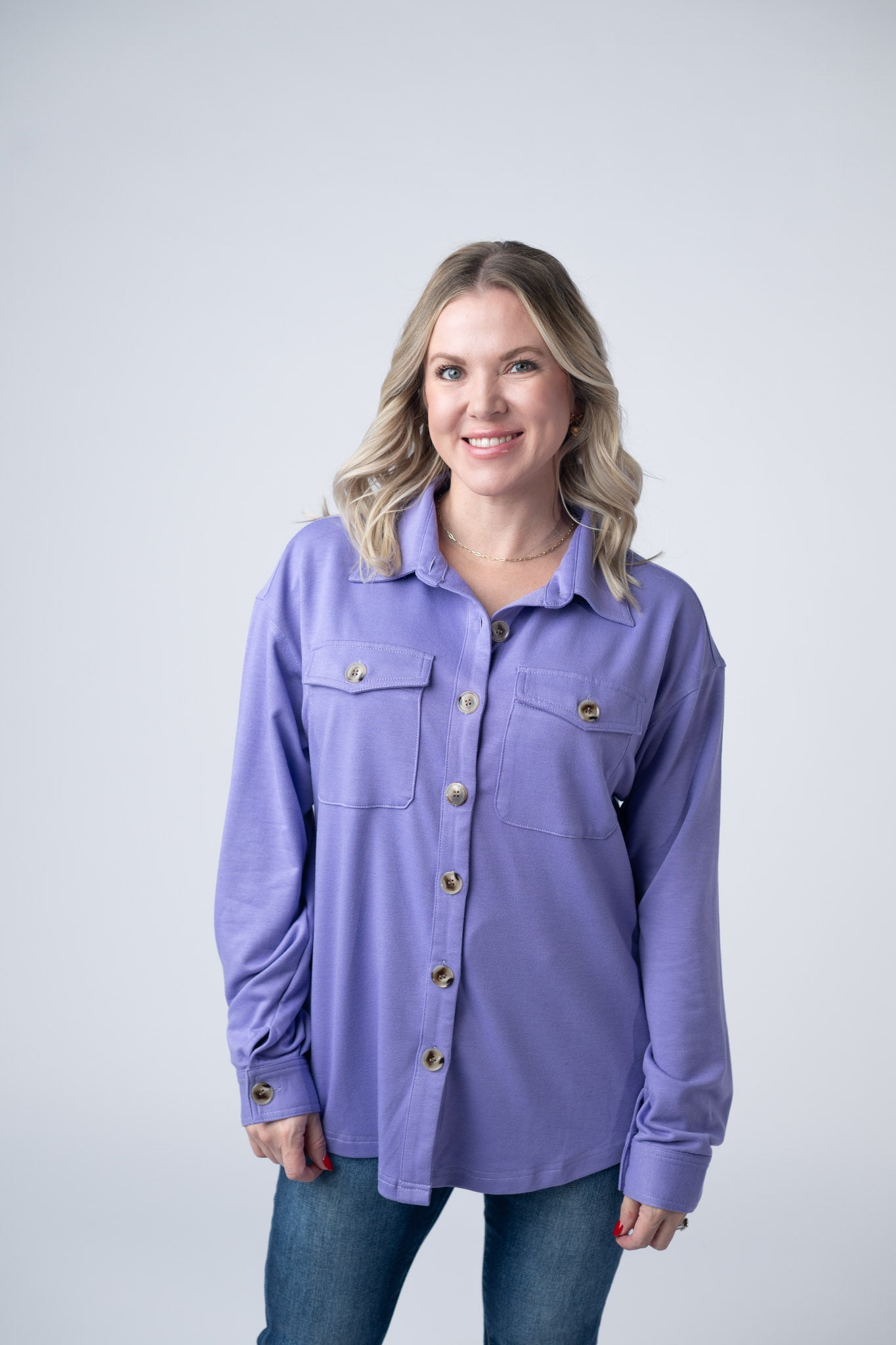 Michelle Mae  Brenna Button Down Top - Purple