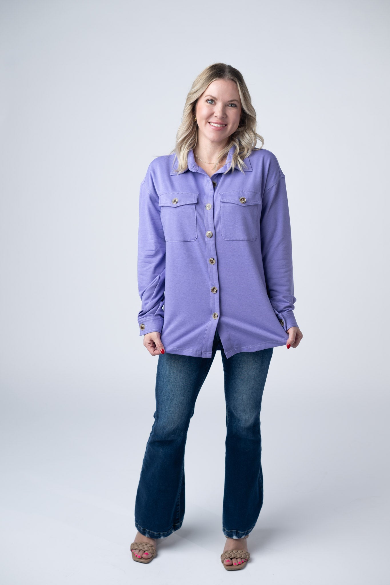 Michelle Mae  Brenna Button Down Top - Purple