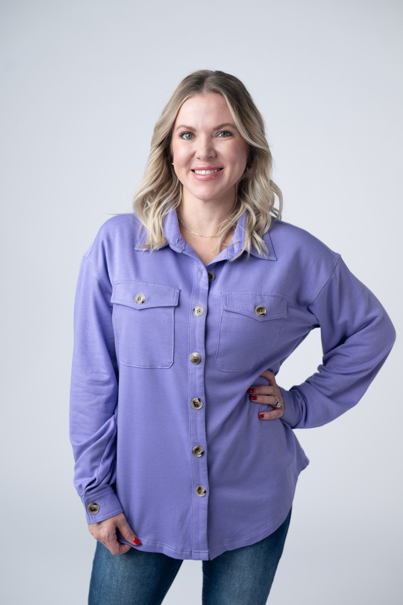 Michelle Mae  Brenna Button Down Top - Purple