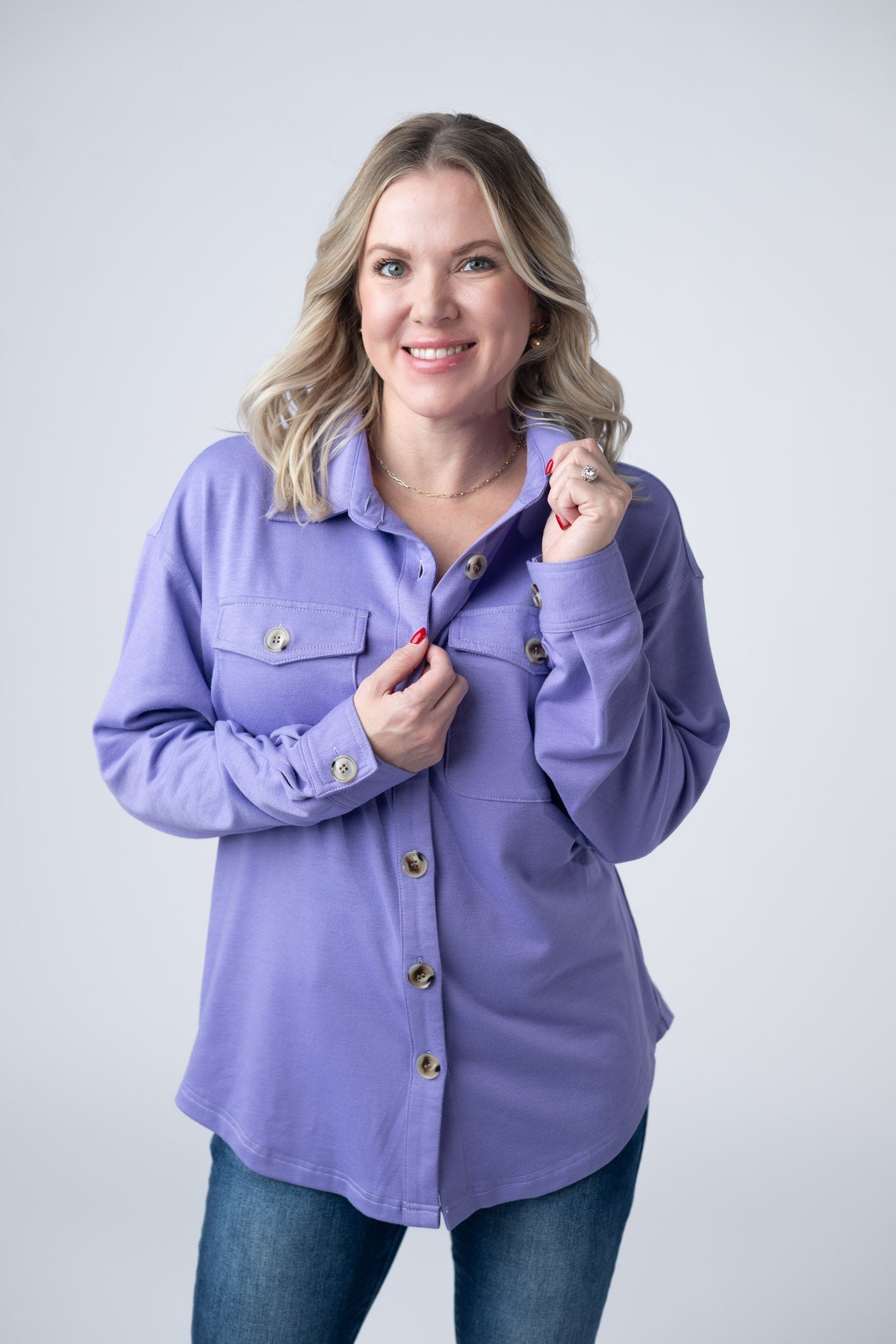 Michelle Mae  Brenna Button Down Top - Purple