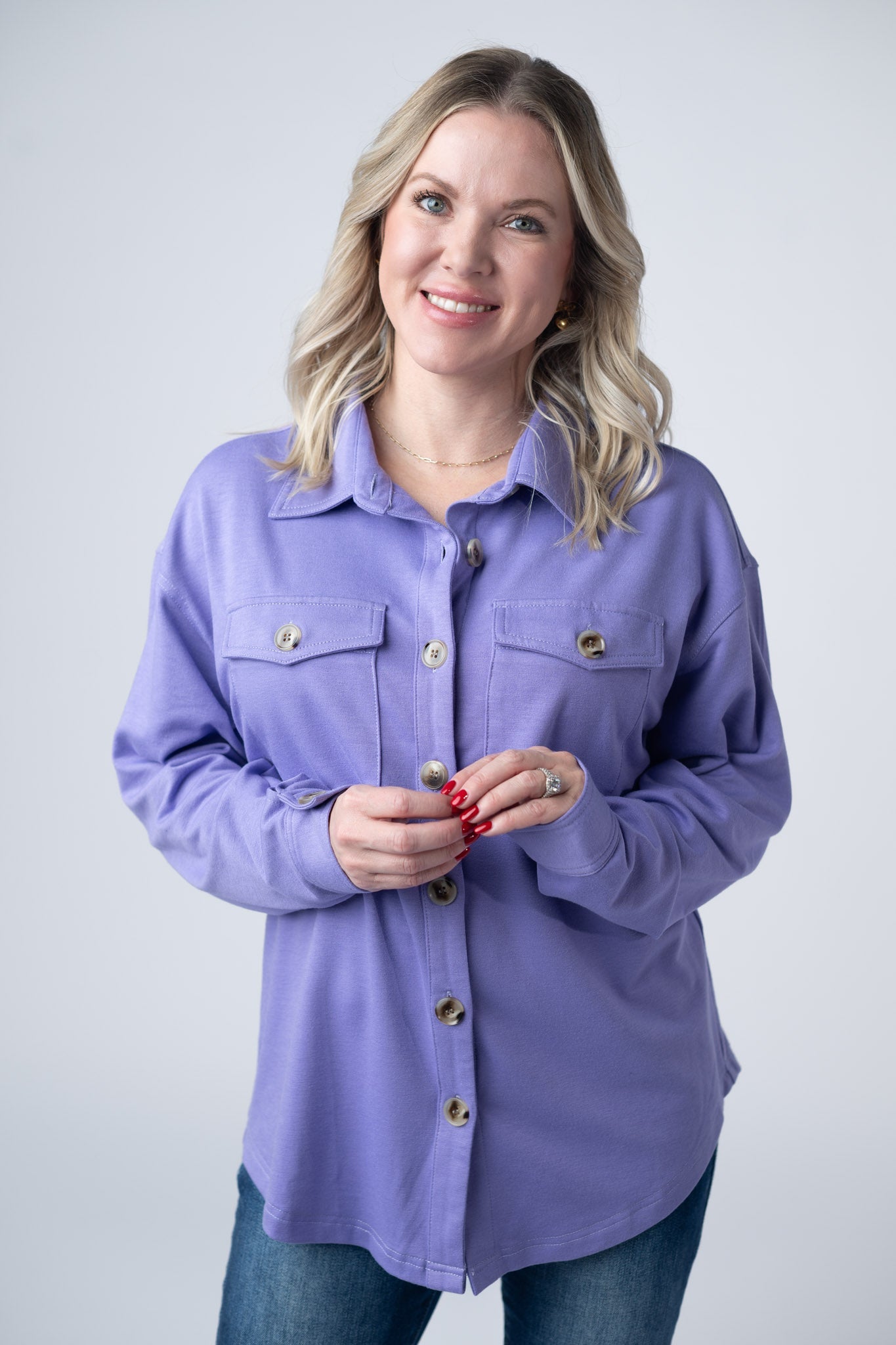 Michelle Mae  Brenna Button Down Top - Purple