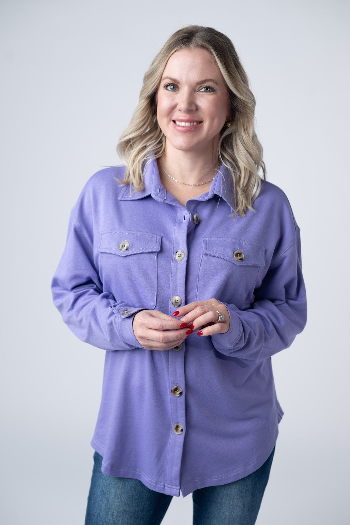 Michelle Mae  Brenna Button Down Top - Purple