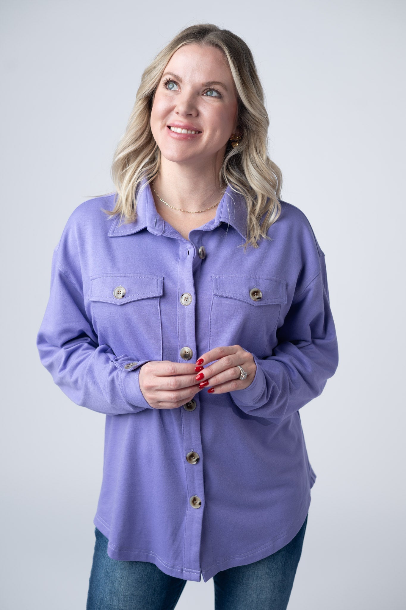 Michelle Mae  Brenna Button Down Top - Purple