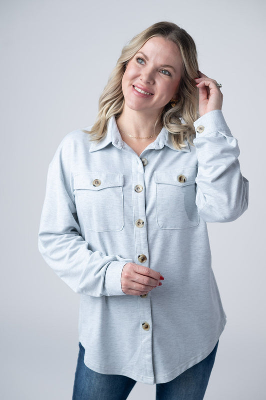 Michelle Mae Brenna Button Down Top - Grey