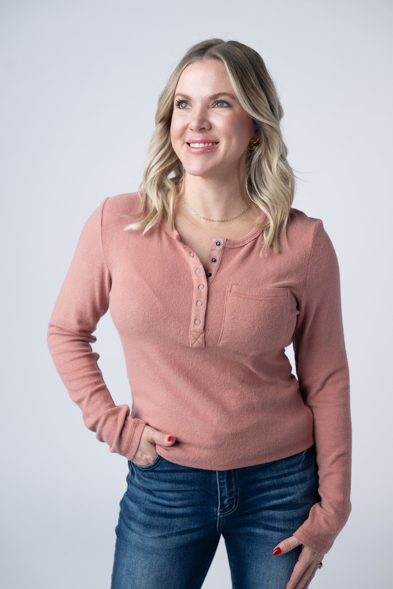 Michelle Mae Georgia Long Sleeve Top - Rose