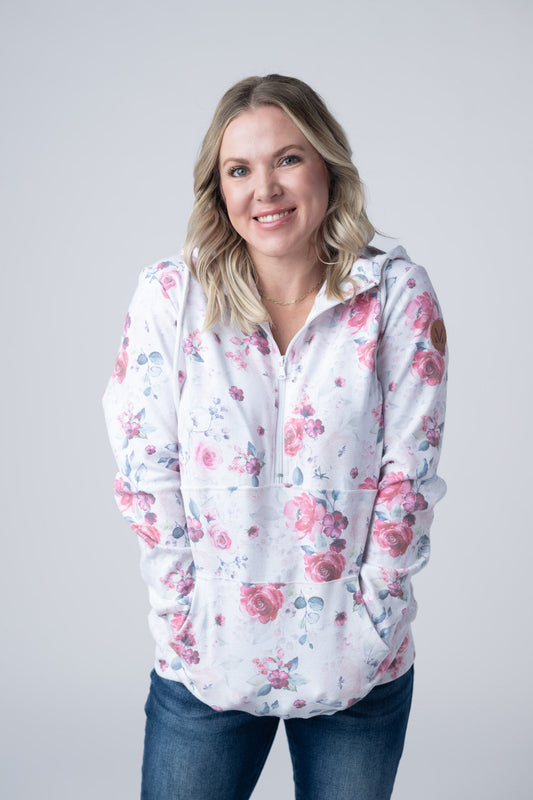 Michelle Mae HalfZip Hoodie - Pink Bloom