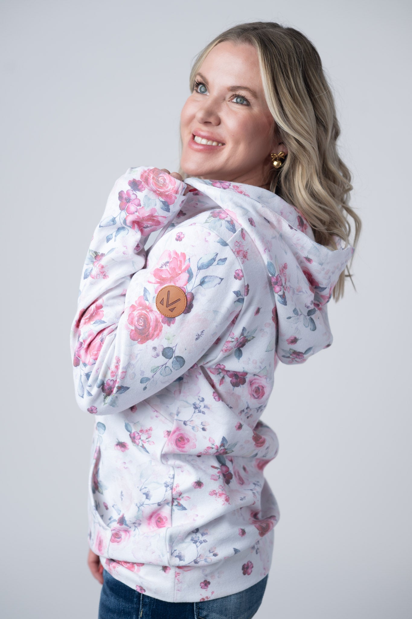 Michelle Mae HalfZip Hoodie - Pink Bloom