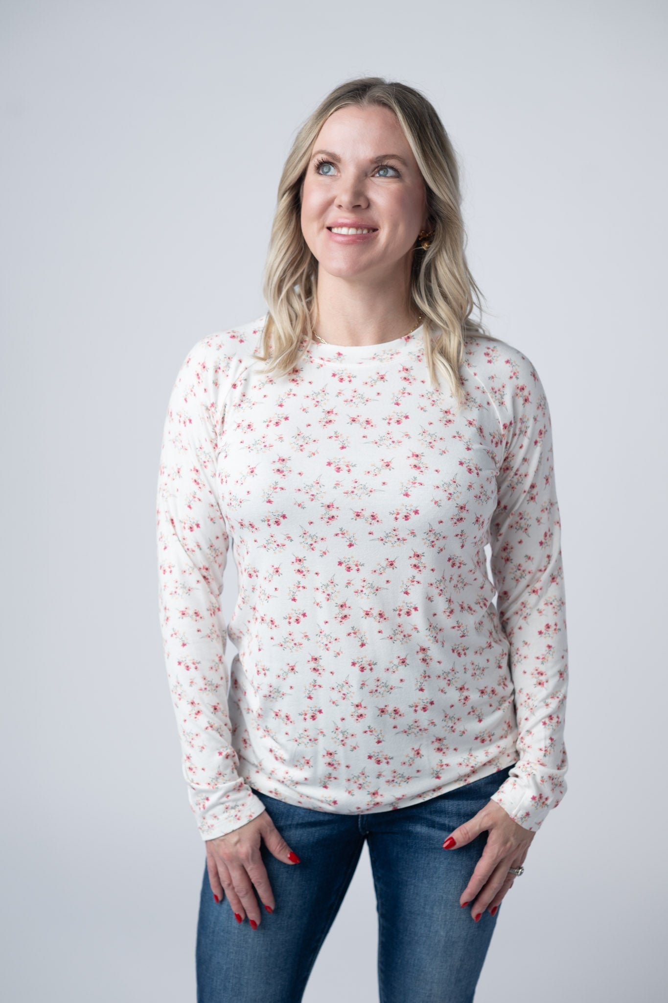 Michelle Mae Blair Long Sleeve Top - Micro Pink Floral