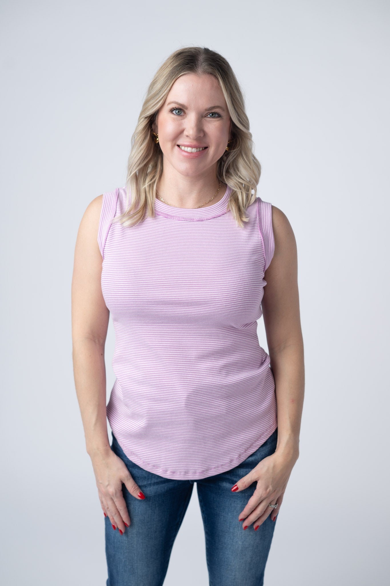 Michelle Mae Morgan Micro Striped Tank - Orchid