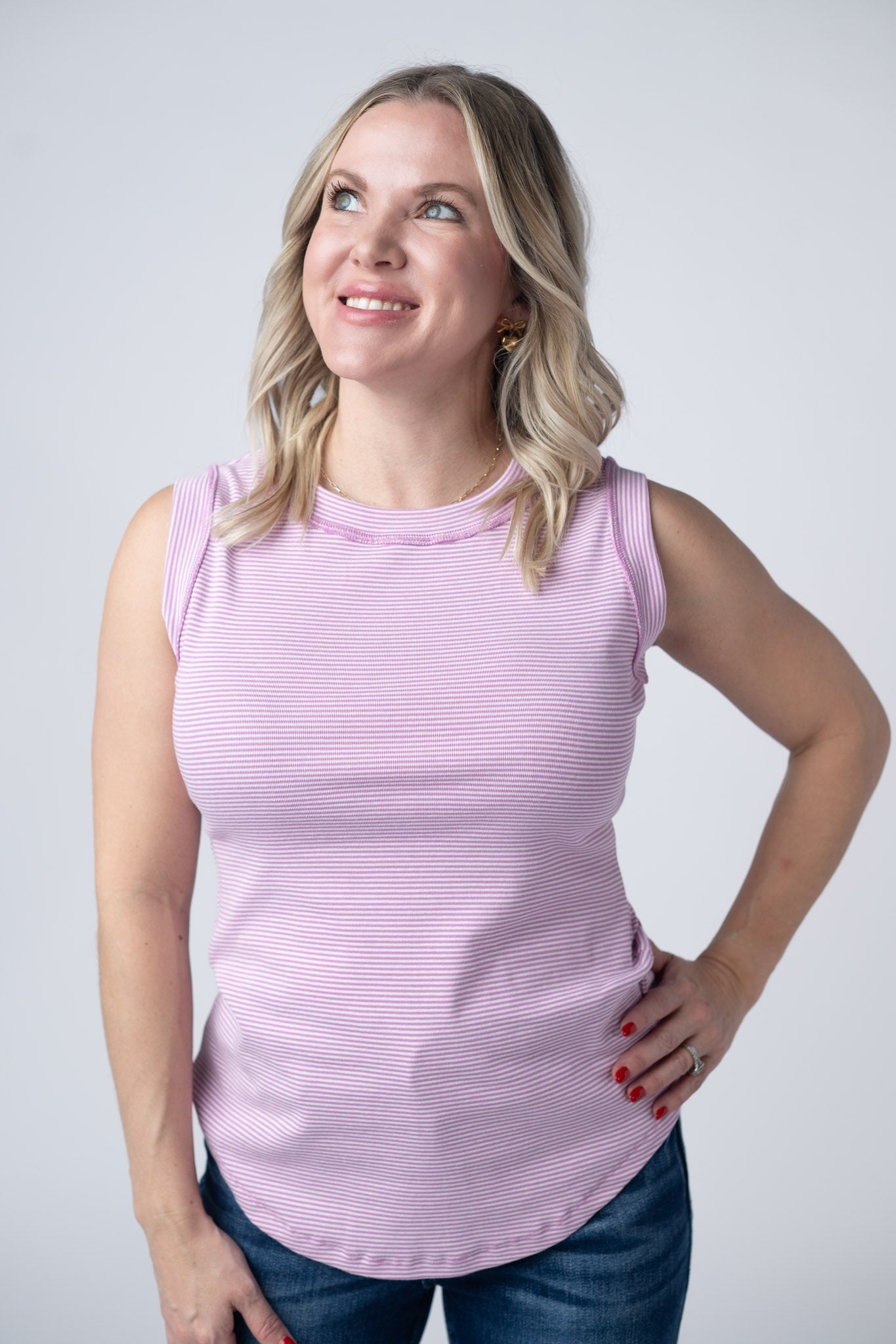 Michelle Mae Morgan Micro Striped Tank - Orchid