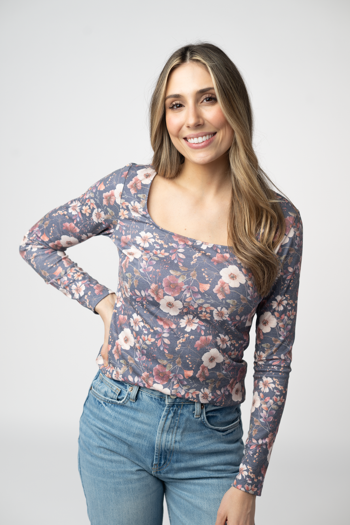 Michelle Mae Alyssa Long Sleeve Top - Blushwood Floral